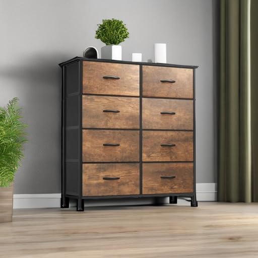 YITAHOME 8-Drawer Fabric Dresser - Tall Storage Tower for Bedroom, Closet & Living Room | Rustic Chest of Drawers with Organizer | Perfect for Small Spaces, Dorm Rooms & Apartment Storage Solutions