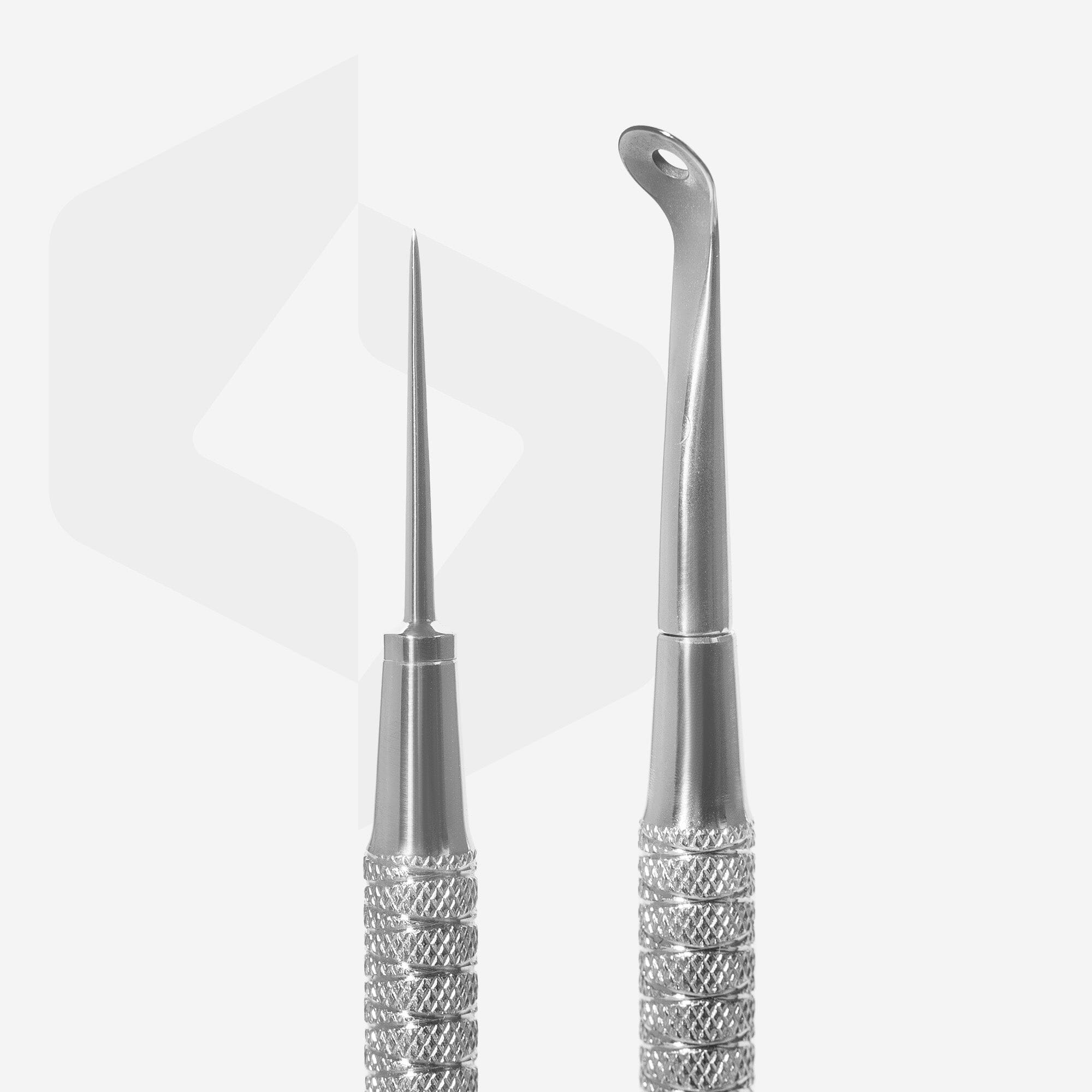 Staleks Expert 21 Type 4 Professional Double-Ended Cosmetic Tool - Uno Spoon with Large Hole & Straight Vidal Needle | Perfect for Nail Art, Manicure & Pedicure