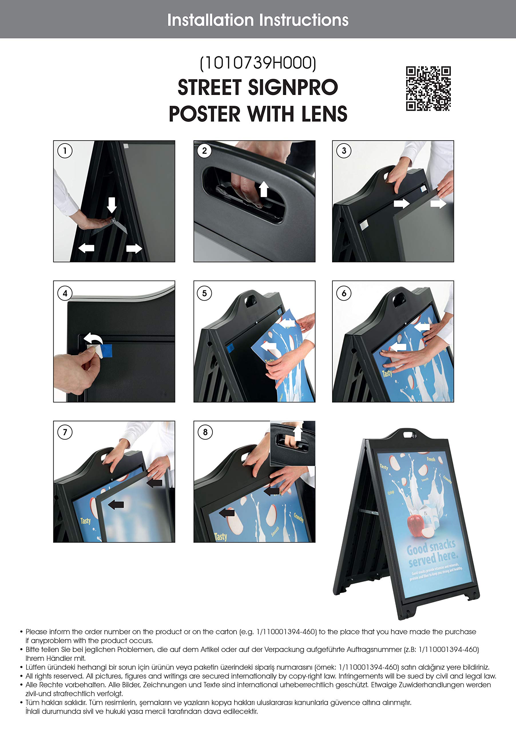 Double Sided A-Frame Sidewalk Sign - 24x36 Inch White Sandwich Board with Lens Cover | Portable Folding Menu Display for Restaurants & Cafes | Outdoor Advertising & Business Promotion (2 Pack)
