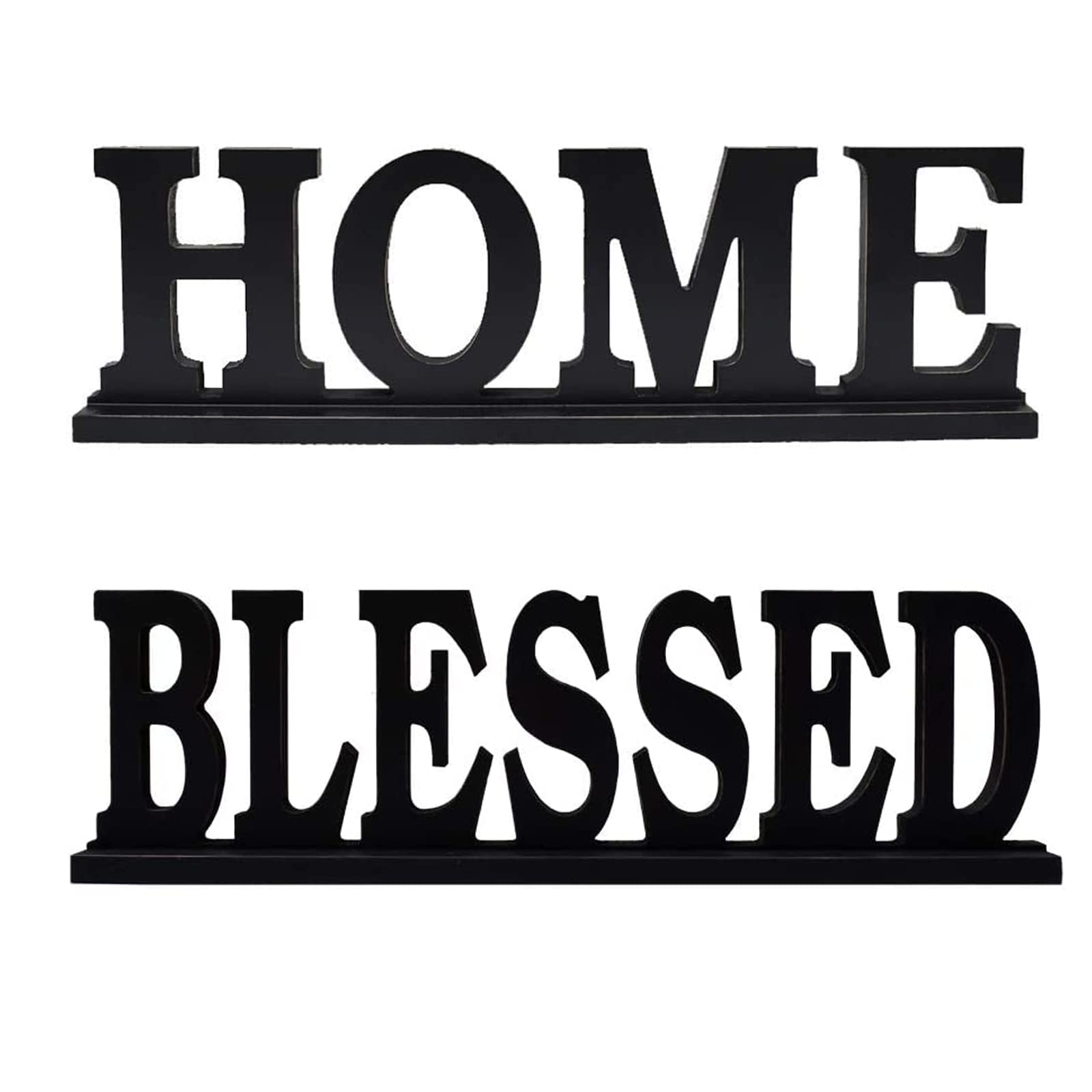 Blessed Home Wooden Block Letters Sign - Freestanding Black Wood Cutout Decor for Tabletop, Wall, or Shelf - Farmhouse, Rustic & Christian Home Décor - Perfect for Entryway, Living Room, Bedroom or Wedding - Ideal for Holiday, Gift Giving, and Housewarming Decor