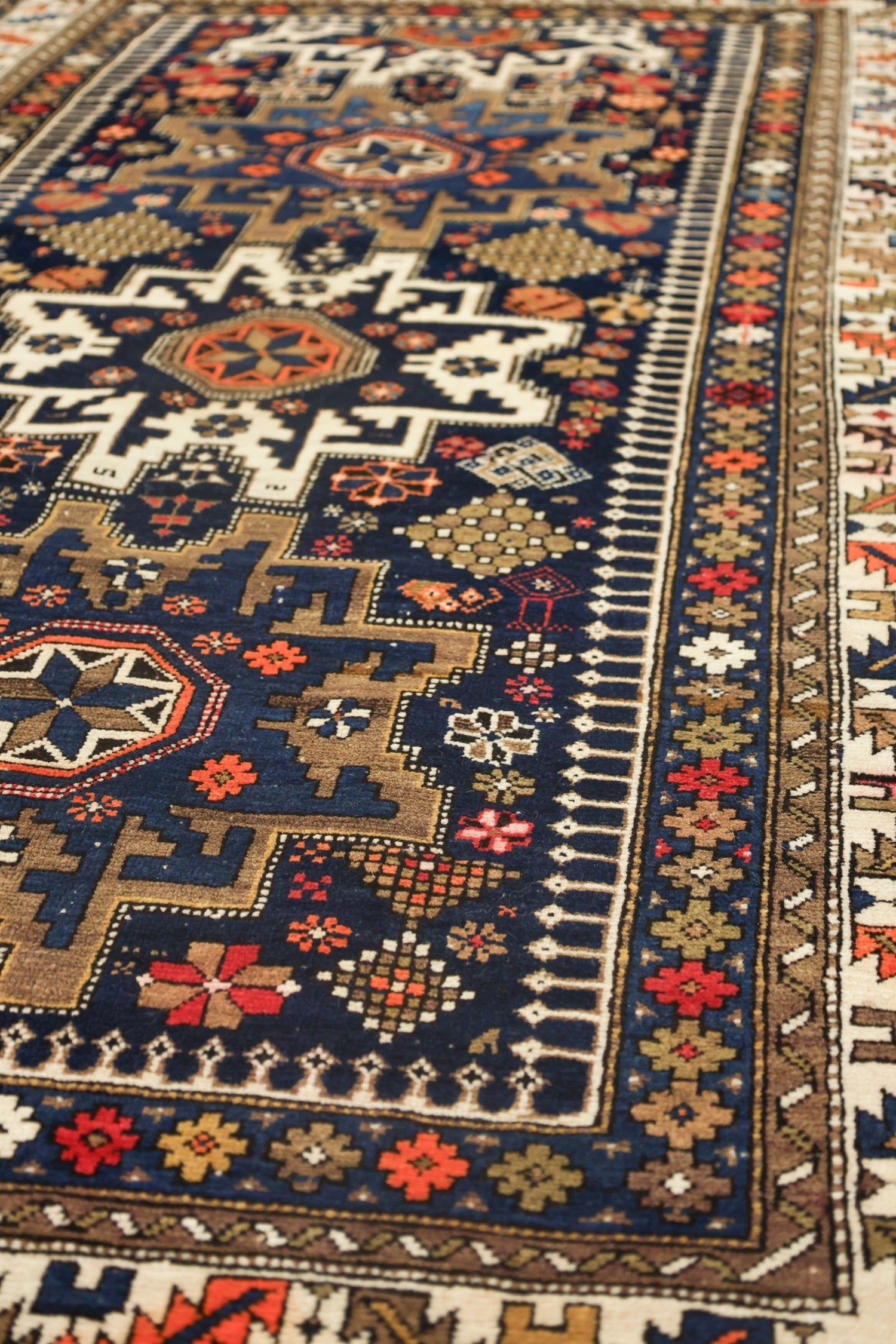 Handwoven Antique Lesgi Tribal Rug - Vintage Caucasian J70638 Carpet for Boho Home Decor, Living Room & Bedroom