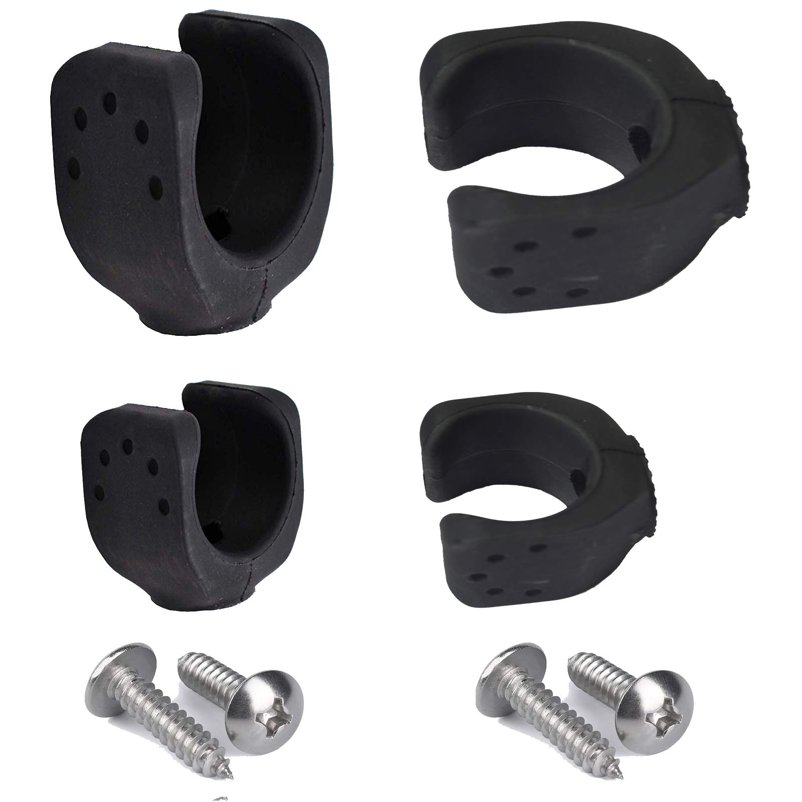 Pmsanzay 4-Pack Boat Ladder Storage Clips - 2 Large (Fits 1.18-1.7inch) & 2 Small (Fits 0.78-1.1inch) - Heavy Duty Black Rubber Boat Hook Holder, Paddle and Pole Light Clips - Perfect for Marine, Fishing, and Water Sports Accessories