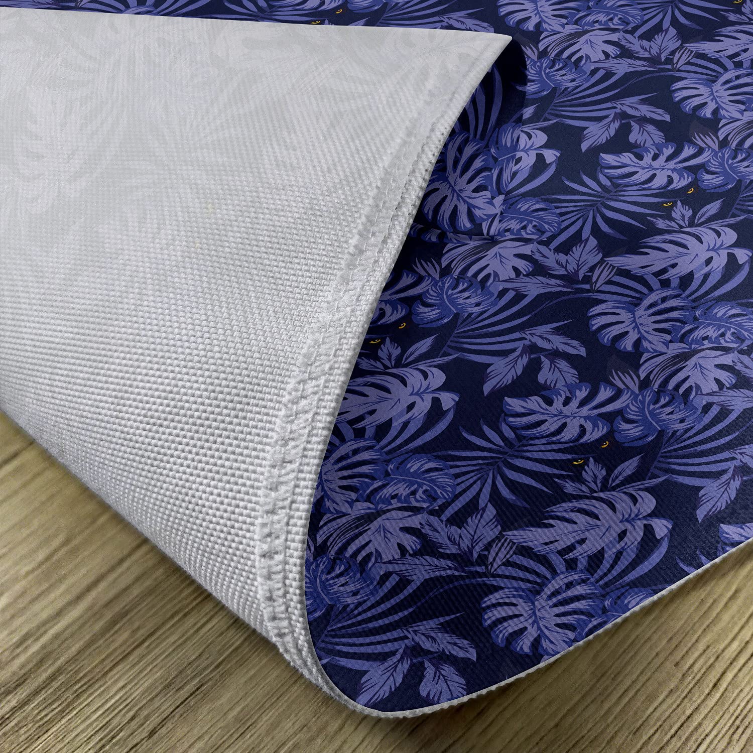 Ambesonne 4-Pack Tropical Place Mats - Night Jungle with Panther Eyes & Exotic Plants Design, Washable Fabric Table Mats for Dining Room & Kitchen Decor (Blue Violet Indigo) - Perfect for Dinner Parties, Family Gatherings & Tropical-Themed Events