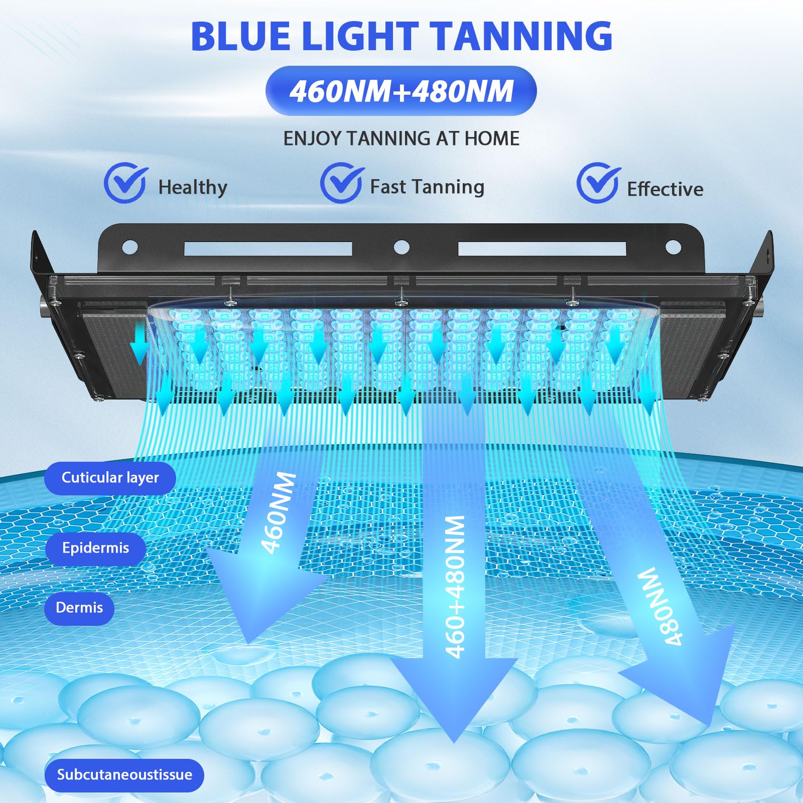 JITESY 50W Tanning Lamp for Home - 2 Modes (Constant & Pulsating), 5 Brightness Levels, Face Tanning Daylight Lamp, High Density Solarium for All Skin Tones (Black) - Perfect for At-Home Tanning, Beauty Salons & Self-Care Routines
