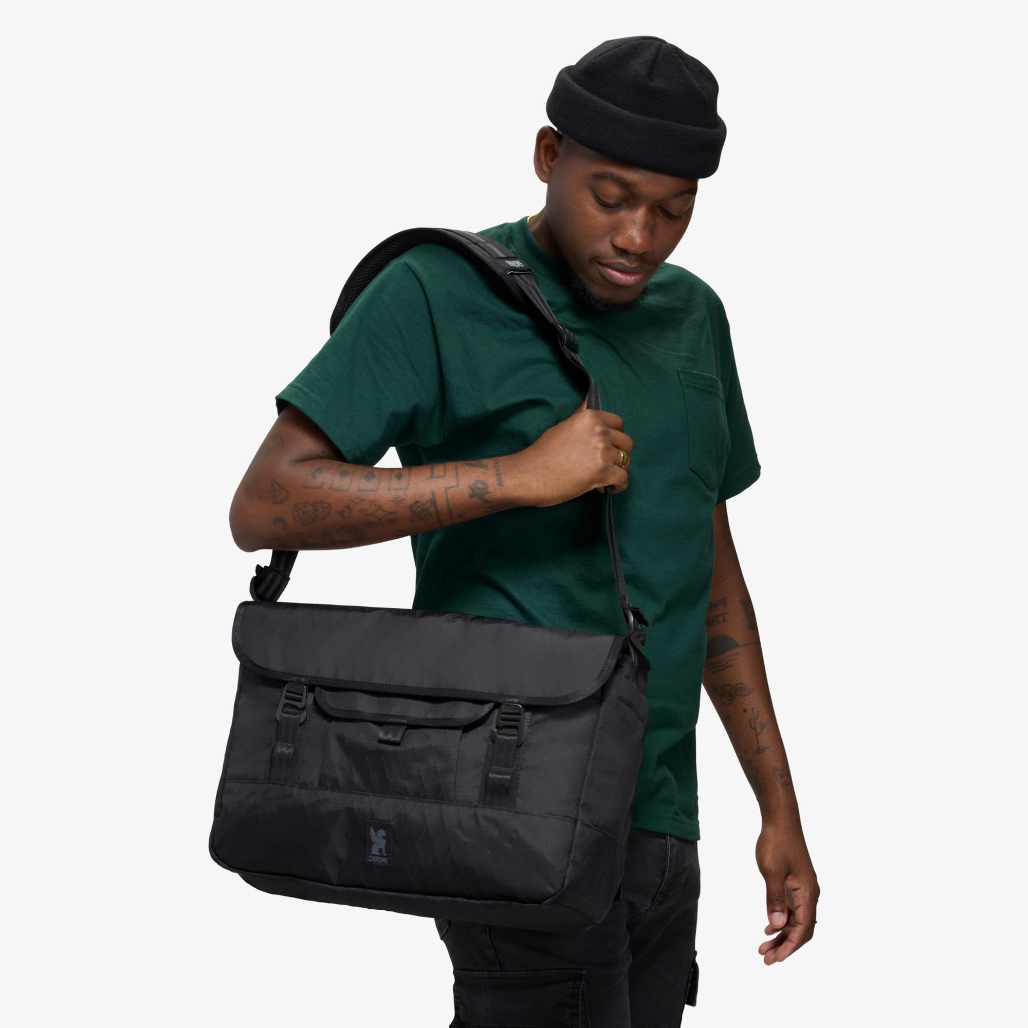 Midtown 20L Waterproof Messenger Bag for Men - Durable Laptop Shoulder Bag with USB Charging Port - Perfect for Commuting, Travel & Business (Black)