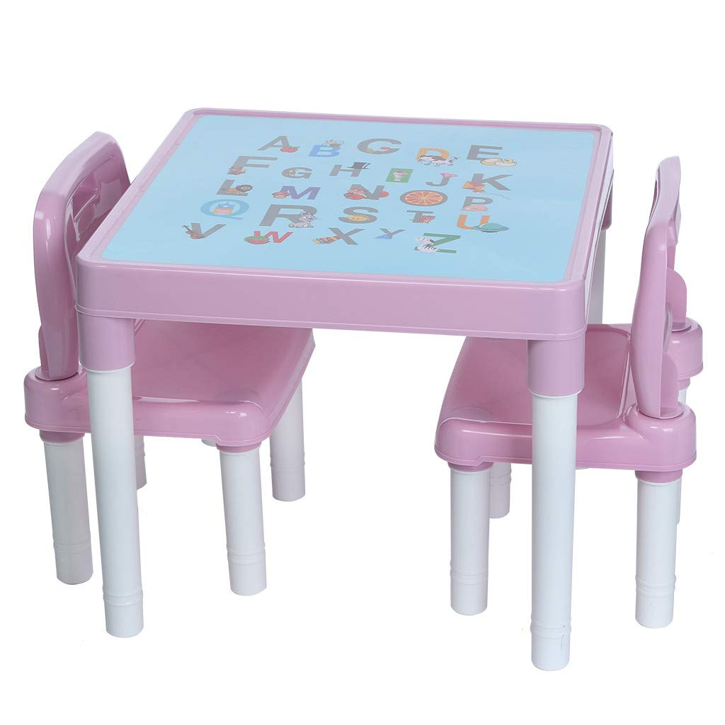 RUIVE Adjustable Kids Desk and Chair Set - Ergonomic Study Desk for Children, Pink Children's Study Table with Chair for School & Bedroom - Perfect for Homework, Drawing, and Online Learning