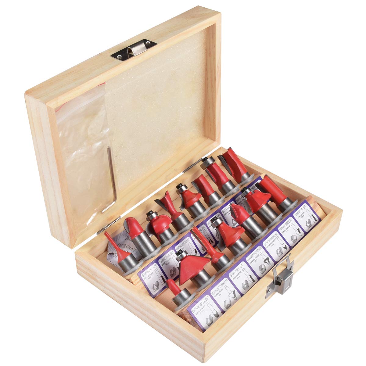 KATUR 15pcs Carbide Router Bit Set, 1/2