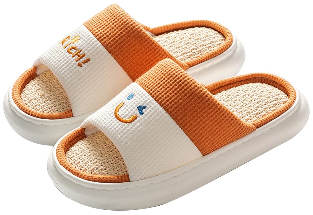 **Caistre Linen Cotton Memory Foam Slippers - Indoor & Outdoor Comfort with Thick Sole - Perfect for Home, Travel, and Relaxation**
