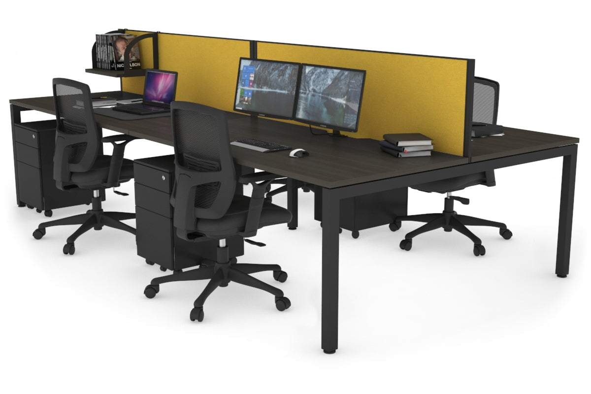 4-Person Office Workstation with Quadro Square Legs - 1800L x 800W Desk with Cable Management Scallop | Perfect for Collaborative Workspaces & Open Office Environments