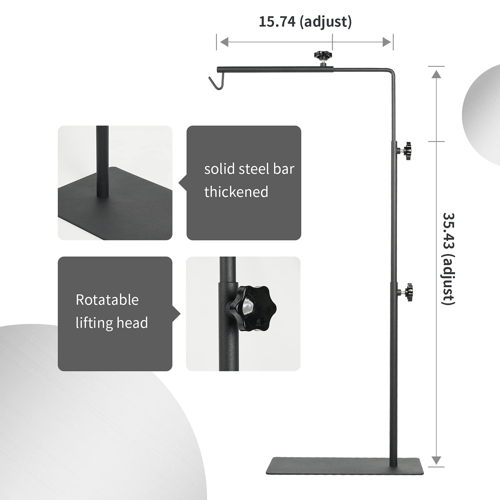 BETAZOOER Adjustable Reptile Lamp Stand - Metal Floor Light Holder Bracket for Reptile Terrarium Heating & UVB Lights - Perfect for Bearded Dragons, Snakes & Geckos Enclosures