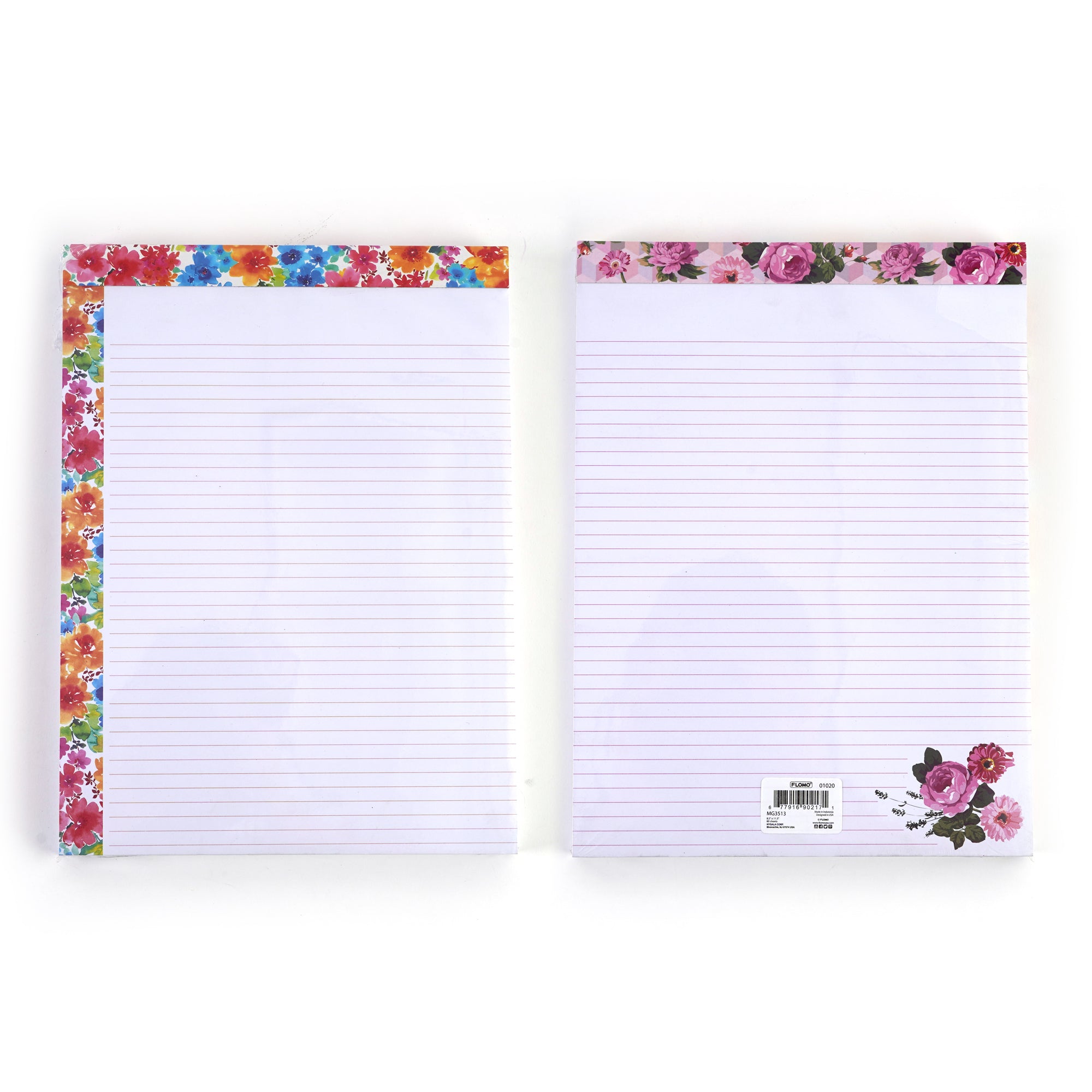 2-Pack Floral Legal Pads - 80 Sheets Each, 11.5