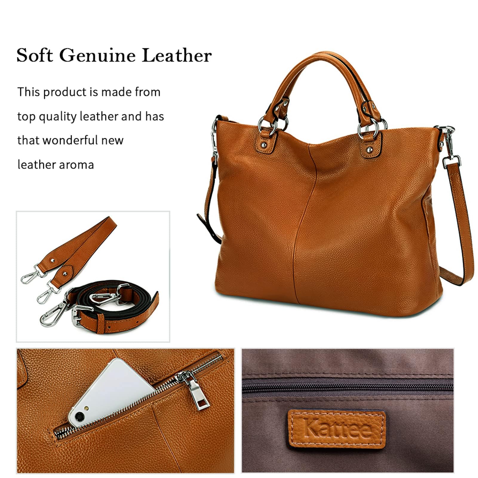 Kattee Women's Soft Leather Tote Bag - Stylish Satchel Purse & Handbag for Work, Travel & Everyday Use
