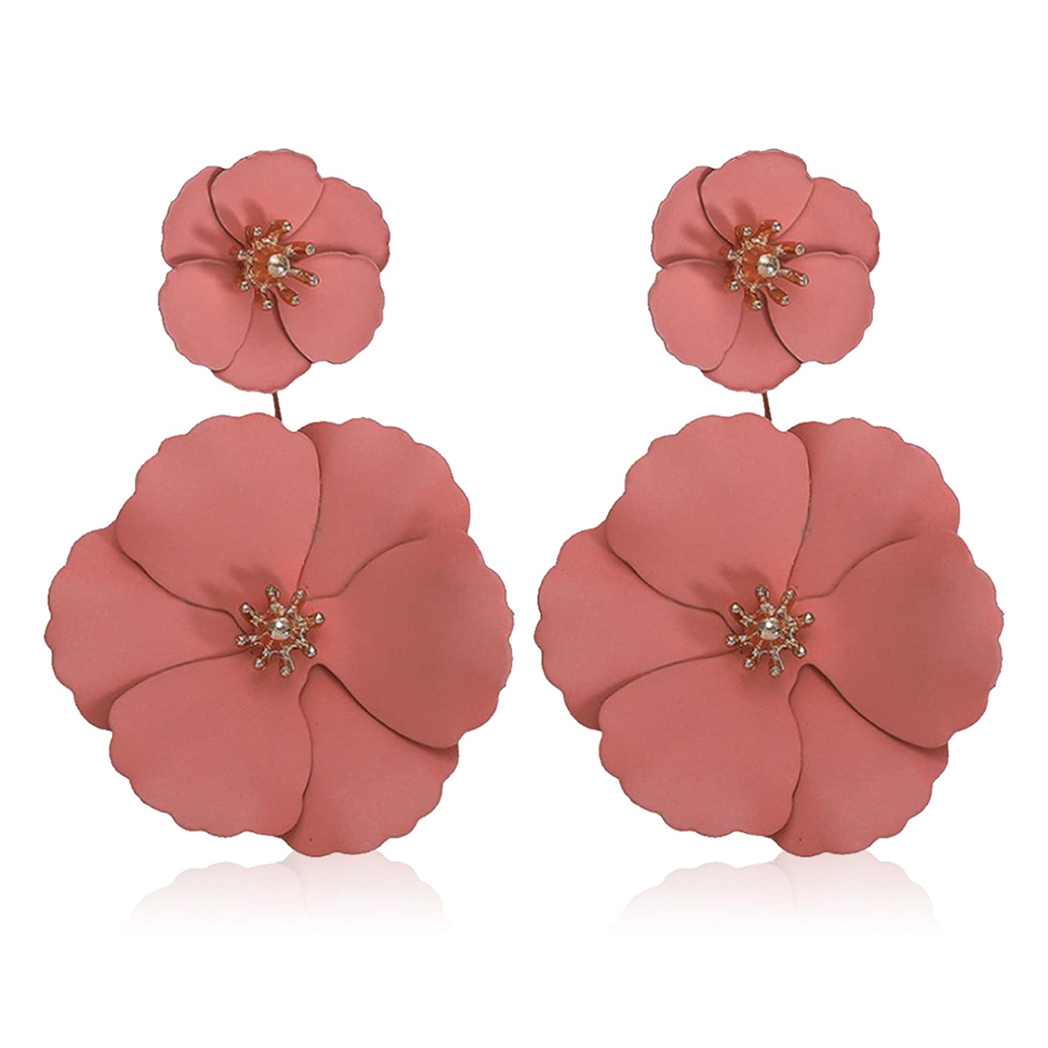 Bohemian Flower Dangle Earrings for Women - Unique Boho Layered Floral Petal Drop Stud Earrings | Statement Jewelry Gifts for Girls & Women | Perfect for Festivals, Weddings & Everyday Wear