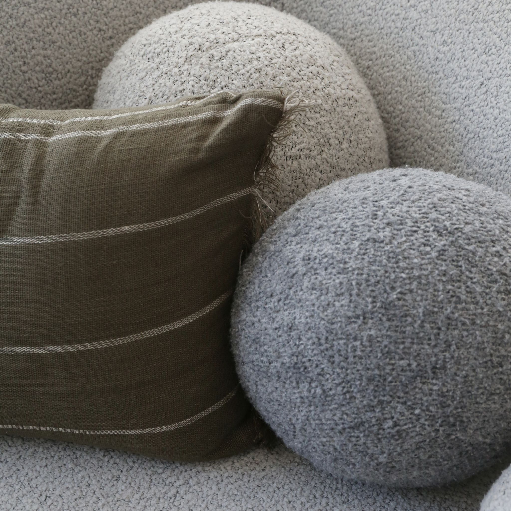FERM LIVING Calm Cushion - Soft Rectangular Throw Pillow Cover in Olive Green & Off White | Boho Home Decor for Living Room, Bedroom & Sofa