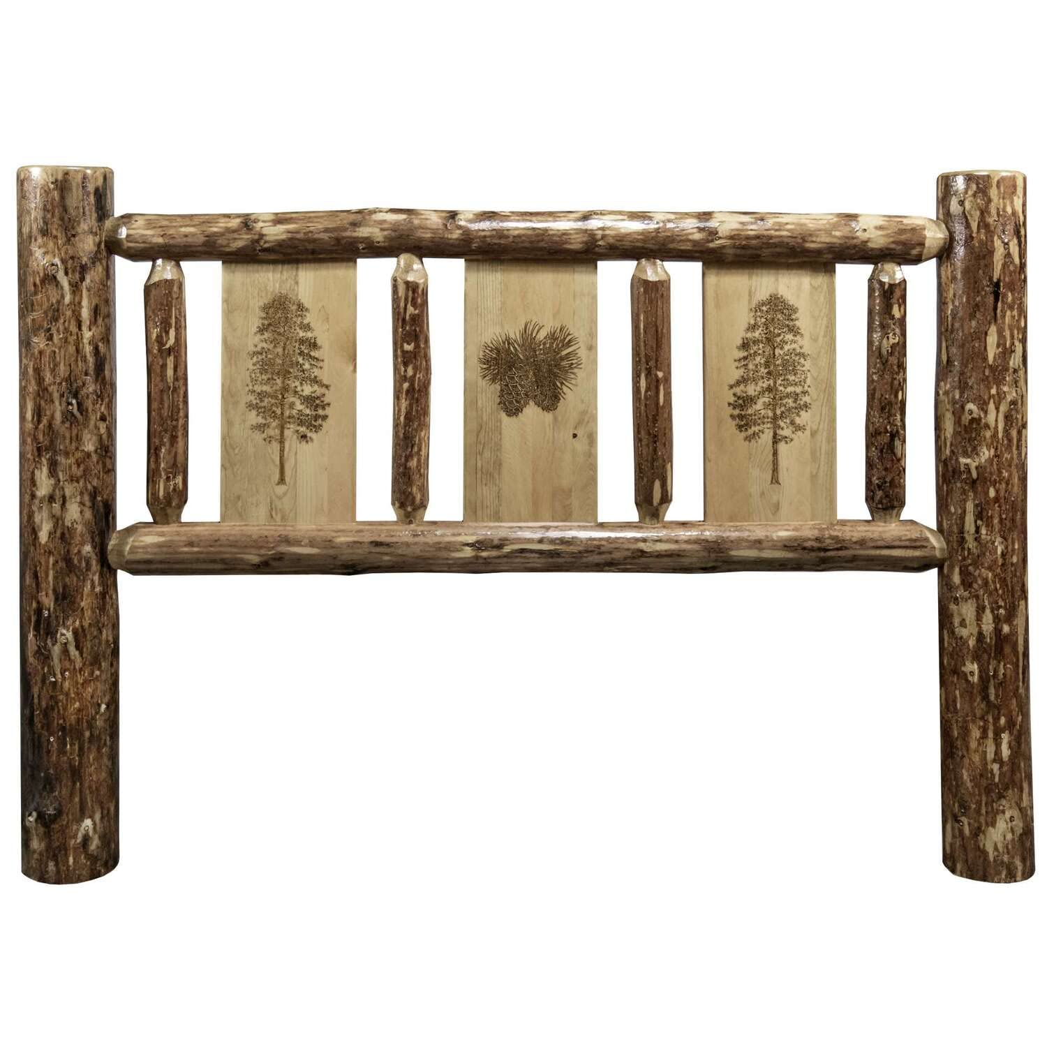 Montana Glacier Country Queen Headboard - Stained & Lacquered Pine Wood Bed Frame for Master Bedroom Decor | Rustic Cabin & Farmhouse Style Bedroom Furniture