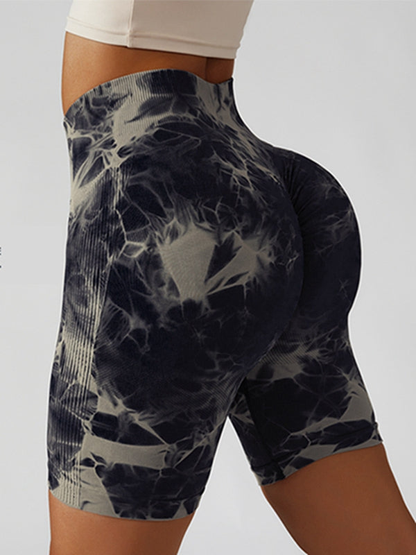 ZASUWA Women's Seamless Tie-Dye High Waisted Skinny Shorts - Trendy Summer Fashion for Gym, Yoga, Beach & Casual Wear