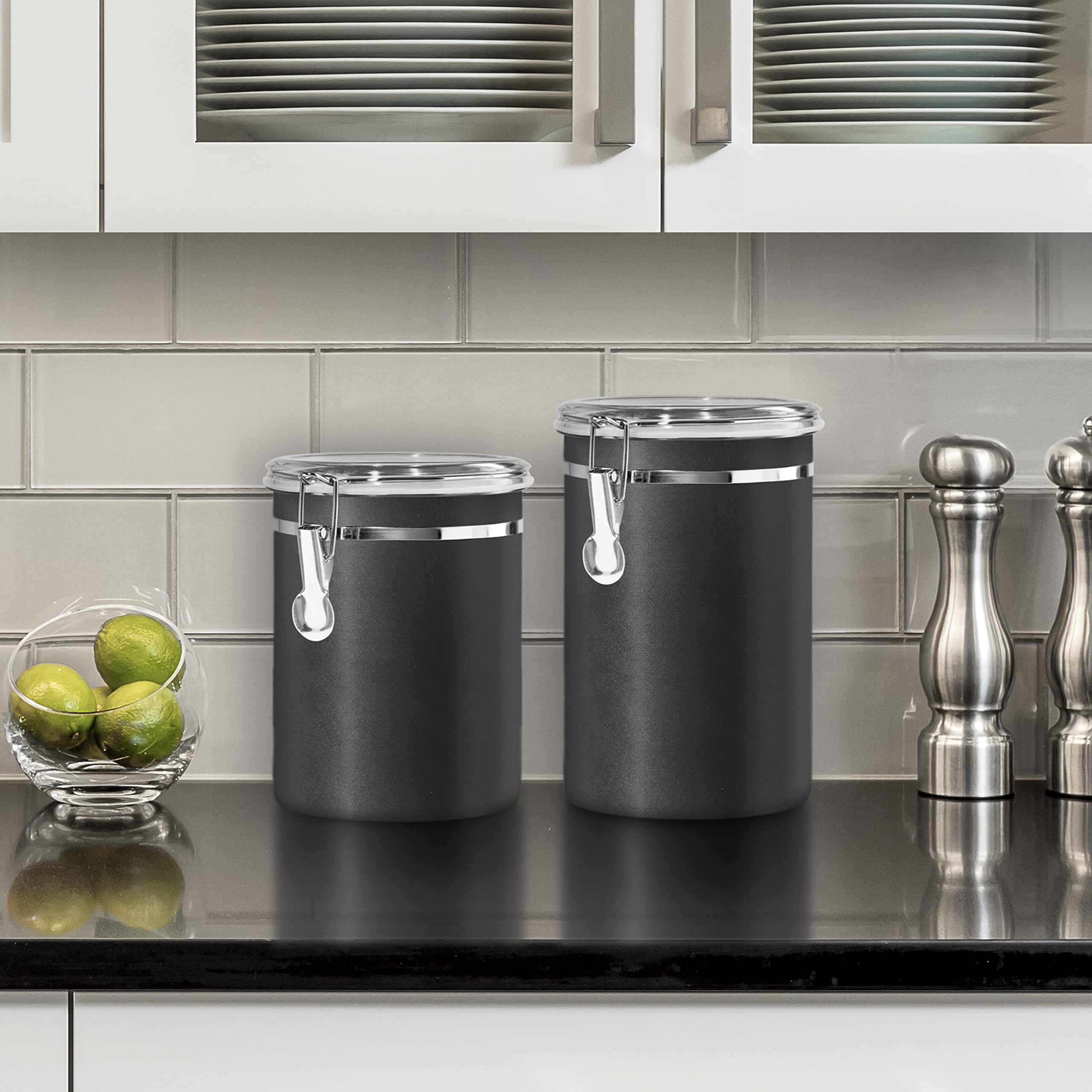 Oggi 47 fl oz Airtight Stainless Steel Kitchen Canister with Clear See-Through Lid - Perfect for Flour, Sugar, Coffee, Tea & Dry Food Storage - Ideal for Pantry, Countertop & Kitchen Organization (5