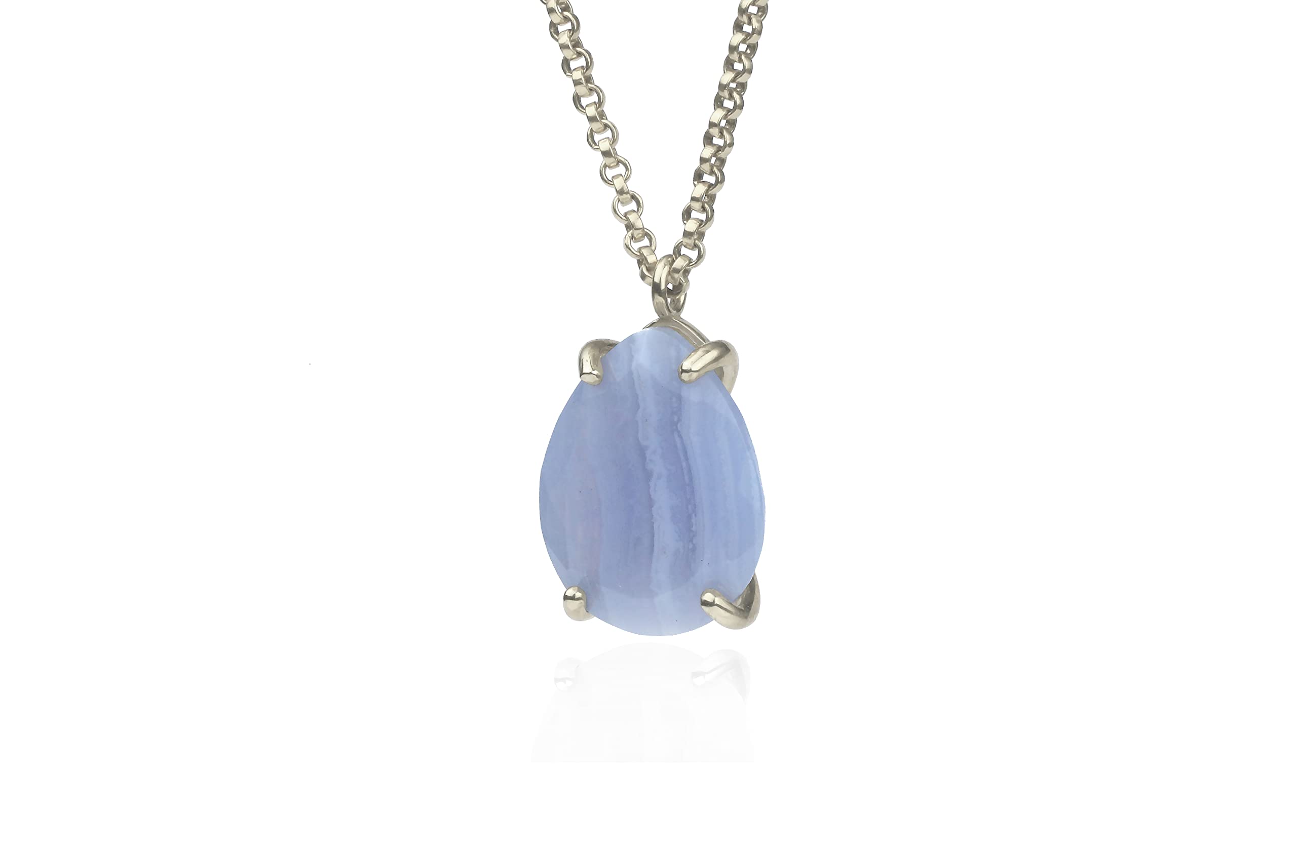 Handmade Silver Agate Pendant Necklace for Women - Elegant Teardrop Statement Jewelry - Perfect Gift for Mother's Day, Birthday & Graduation - Ideal for Office Wear, Date Nights and Special Occasions