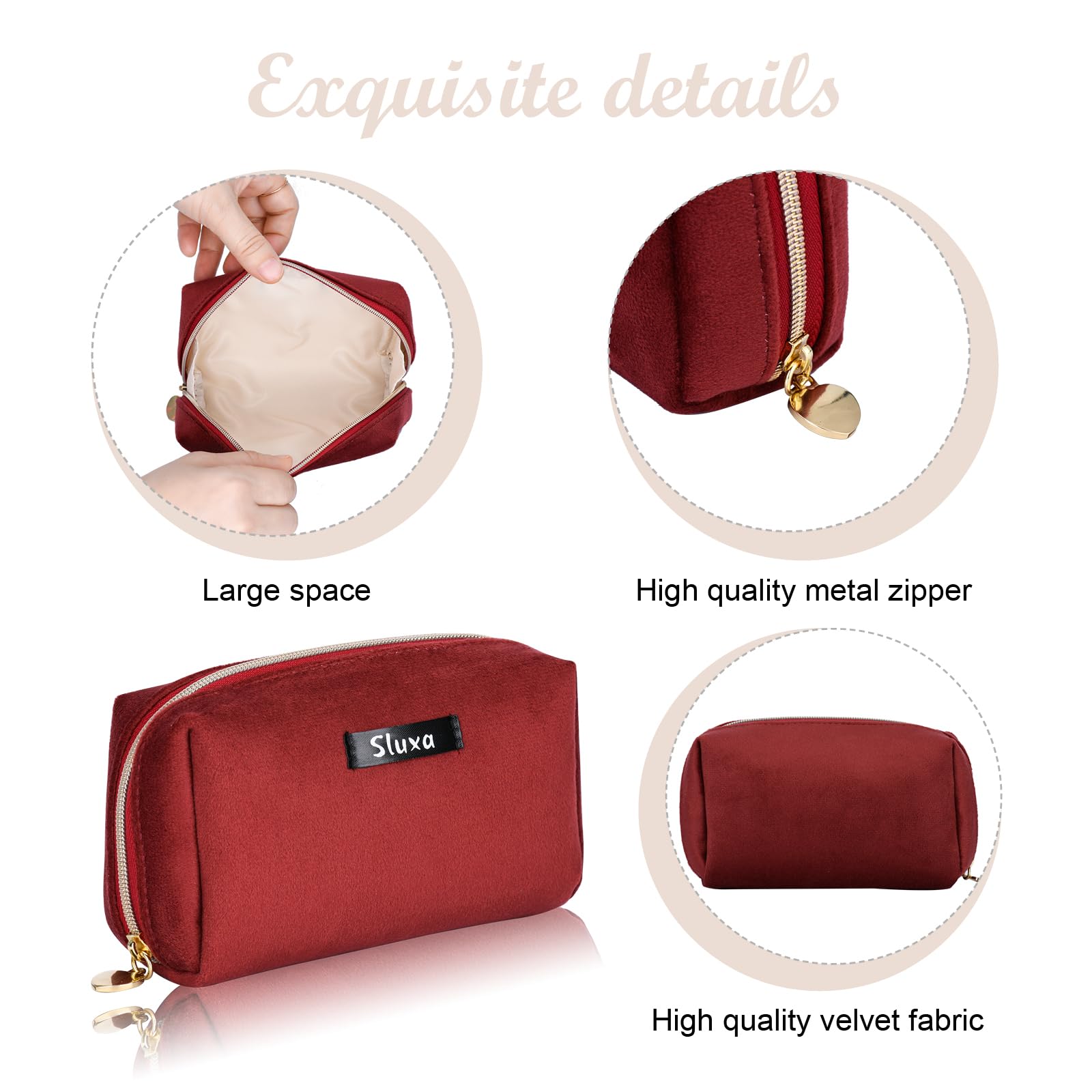 Small Makeup Bags for Women - Red Travel Cosmetic Organizer, Mini Purse Makeup Pouch | Perfect for Travel, Gym & Everyday Essentials Storage