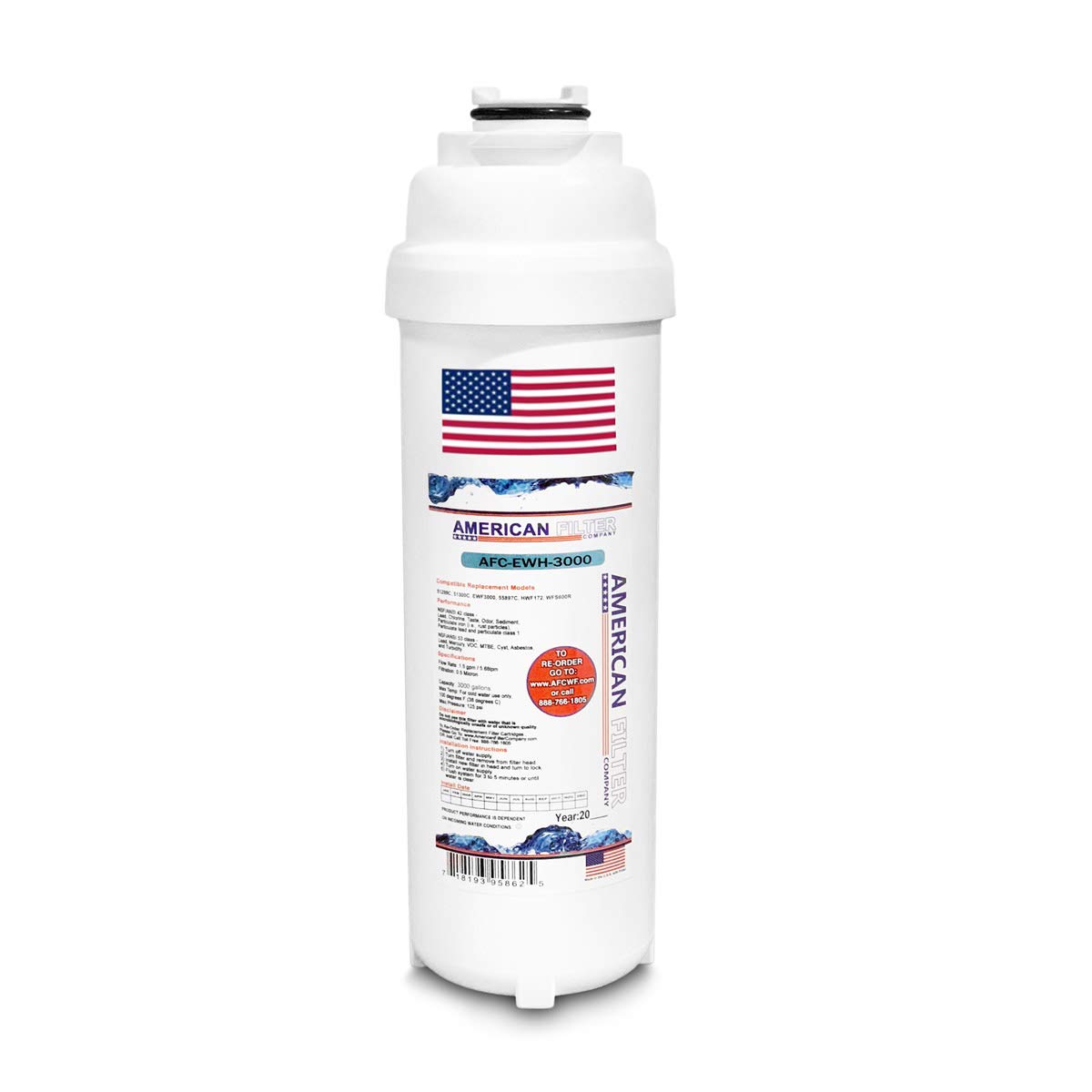 AFC-EWH-3000 Water Filter Replacement Cartridge - Compatible with LCRSP8K - Premium USA Made Water Purification System - For Home, Office & RV Use
