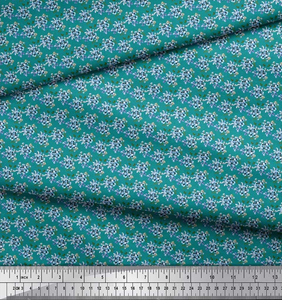 Soimoi 100% Cotton Jersey Fabric by The Yard - 58 Inch Wide Green Leaves & Floral Print Fabric for DIY Clothing, Dresses, Quilting and Home Decor Projects