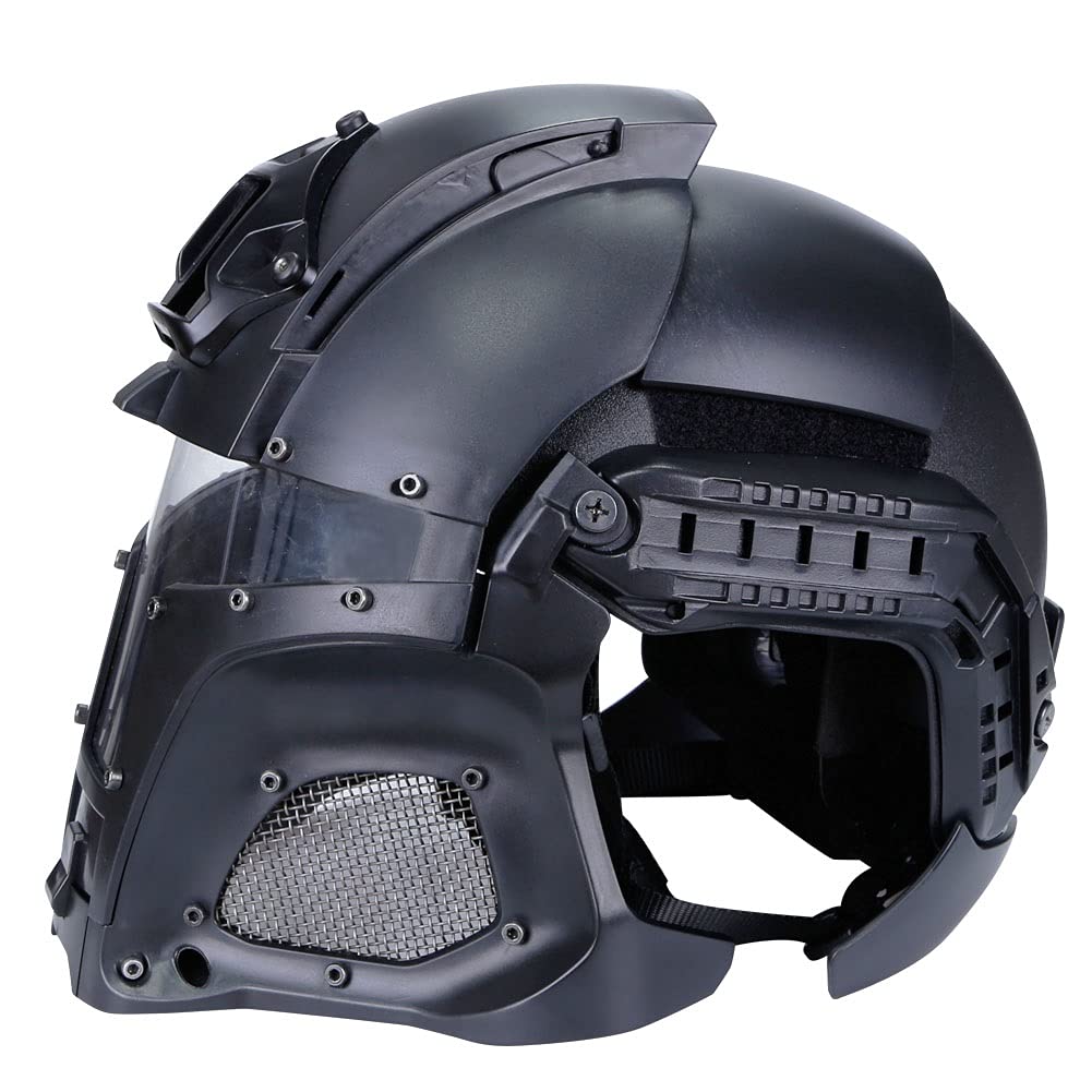 Tactical Full Face Airsoft Helmet - Steel Mesh Paintball Mask for Wargame, CS Games & Cosplay | Military Simulation & Outdoor Sports Protection Gear