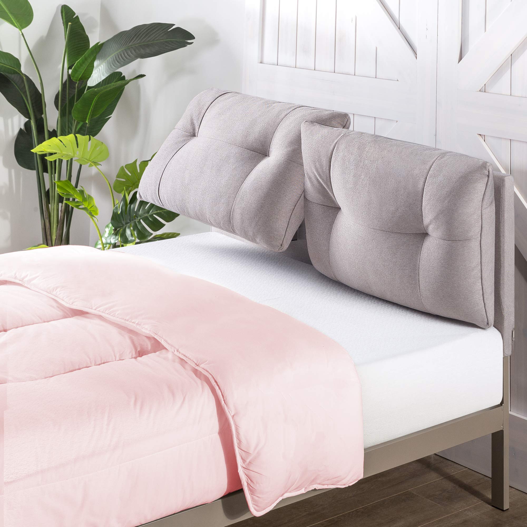 ZINUS Avery Twin Size Platform Bed with Adjustable Reclining Headboard - No Box Spring Required - Easy Assembly Beige Bed Frame - Perfect for Small Bedrooms, Guest Rooms & Dormitories