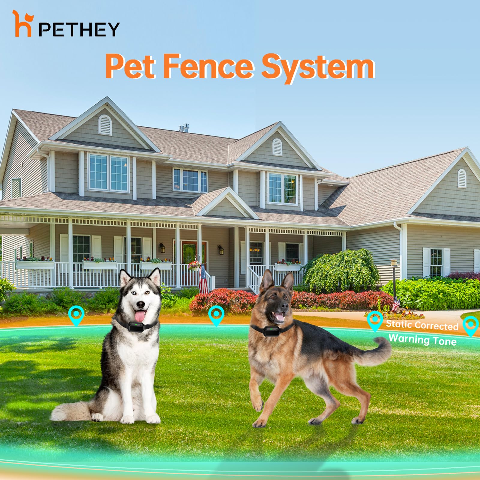 Wireless Dog Fence System for Medium & Large Breeds (9-26in) - 1 Acre High-Precision Radar Pet Containment with Real-Time Monitoring - Indoor & Outdoor Use - No GPS Signal Limitation (Perfect for Backyard, Garden & Open Space Pet Safety)