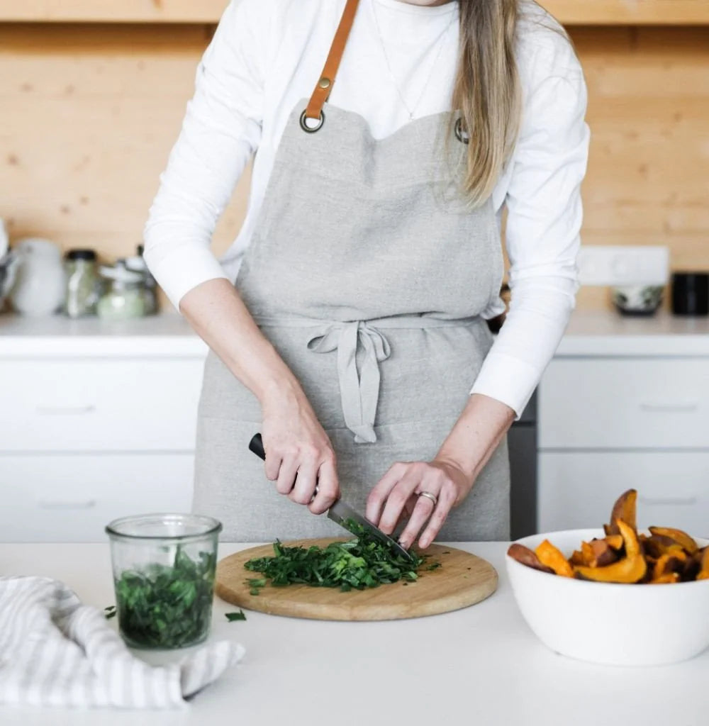 Premium Linen Kitchen Apron for Women & Men - Natural Organic Cotton Chef Apron with Pockets - Perfect for Cooking, Baking, Grilling & Hosting