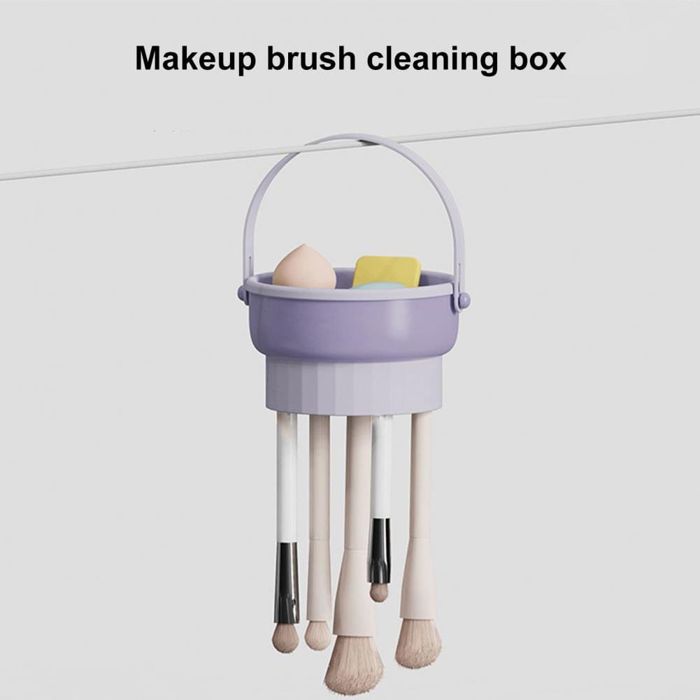 3 in 1 Makeup Brush Cleaner Set - Silicone Cleaning Sponge & Drying Rack for Cosmetics Brushes (Light Purple) | Perfect for Salon, Home & Travel Makeup Organization