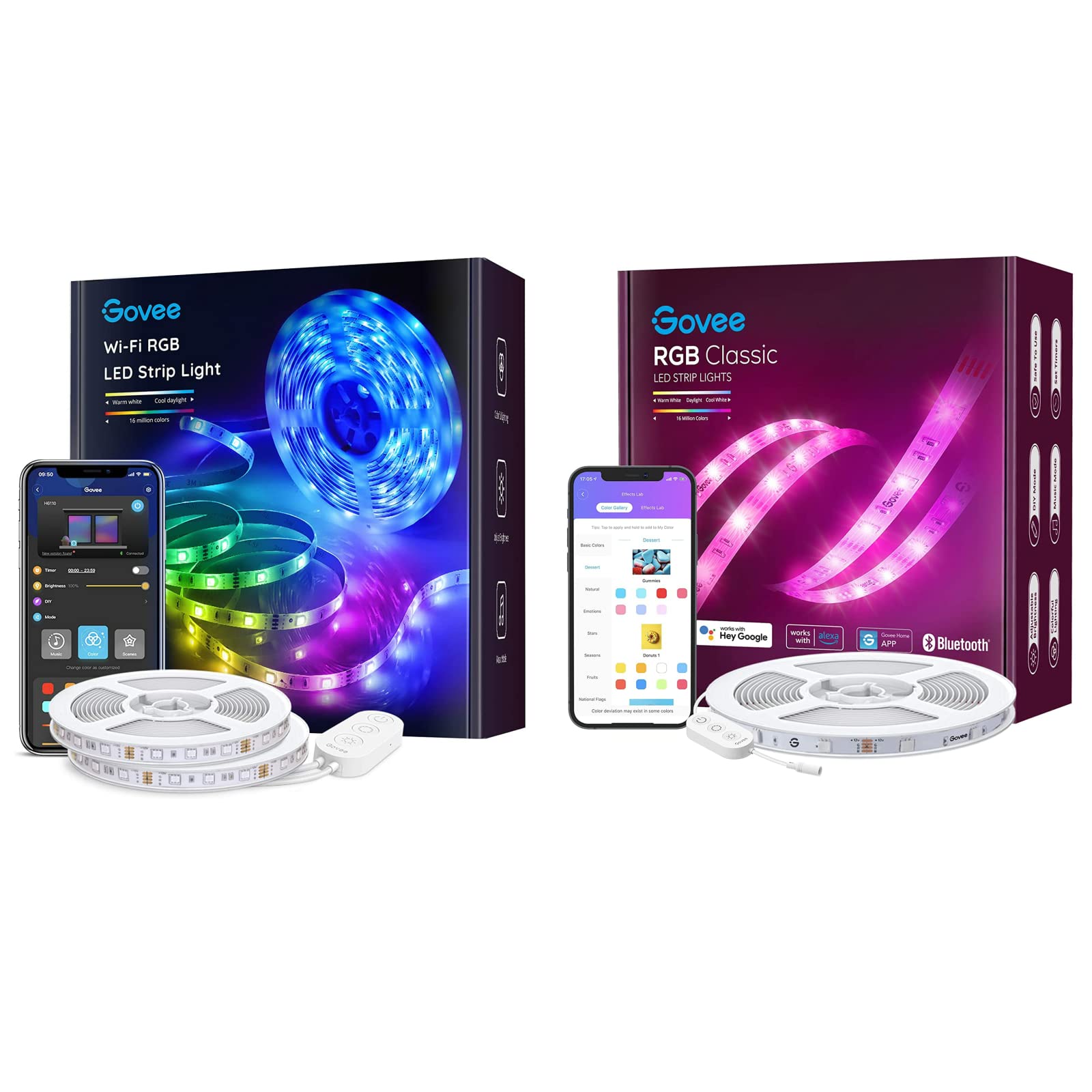 Govee Smart WiFi LED Strip Lights - 16 Million Colors, App & Voice Control (Works with Alexa & Google Assistant) - Perfect for Home Theater, Bedroom, Gaming Room, and Party Decor