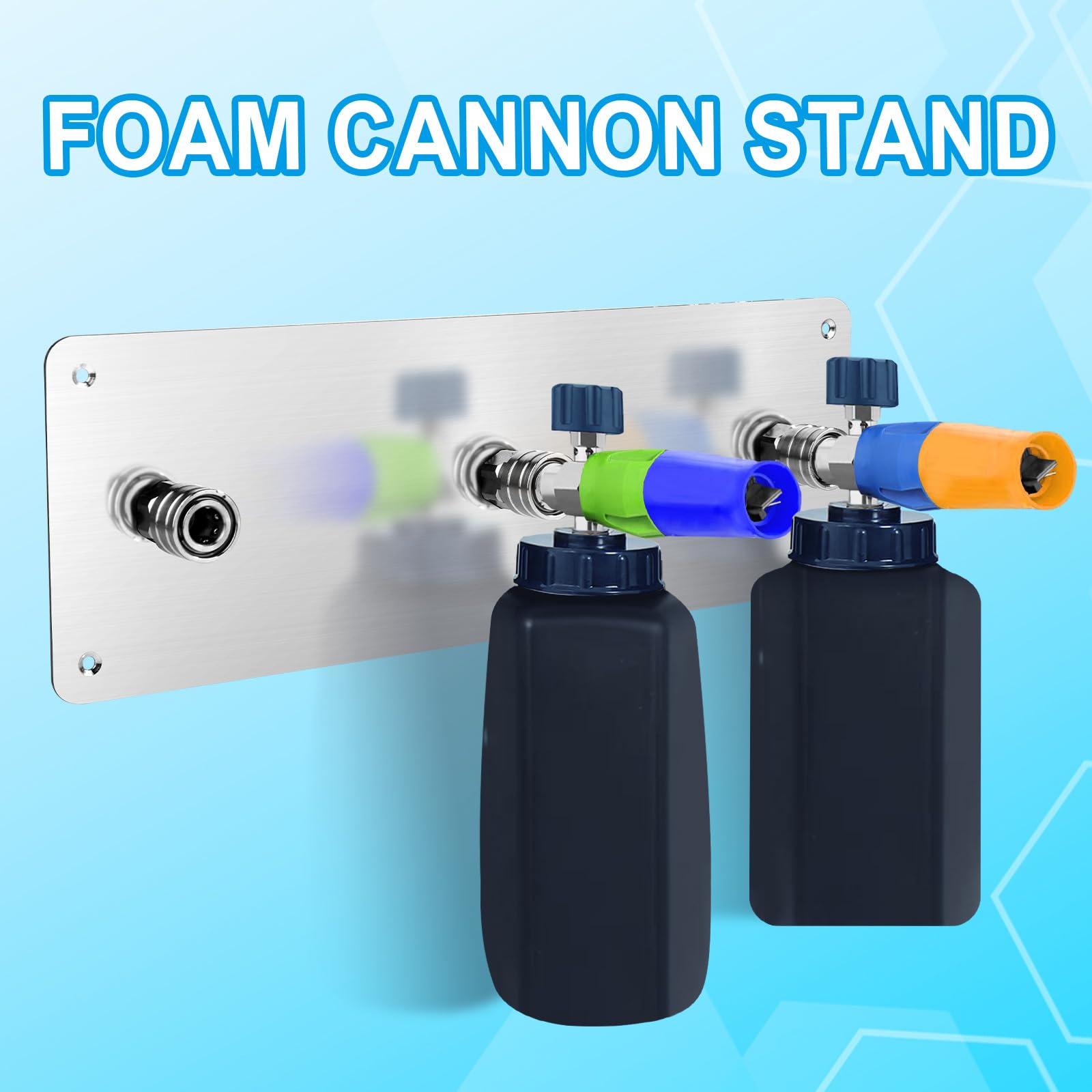 Stainless Steel Pressure Washer Foam Cannon & Nozzle Holder - Wall Mounted 1/4