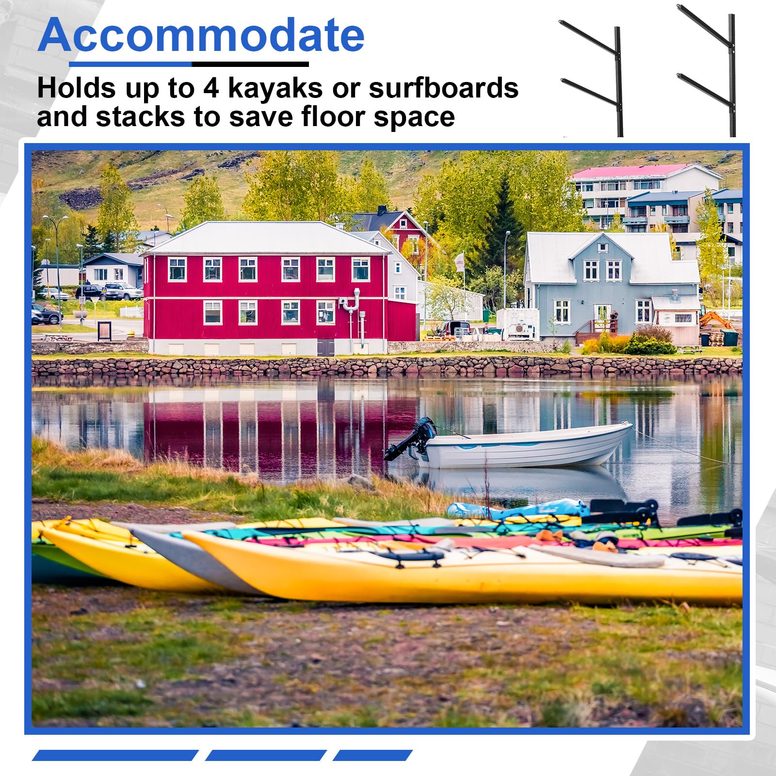 Heavy Duty Adjustable Freestanding Kayak Storage Rack - Weatherproof Outdoor Stand for Kayaks, SUPs, Canoes & Paddleboards | Perfect for Garage, Backyard & Beach Storage