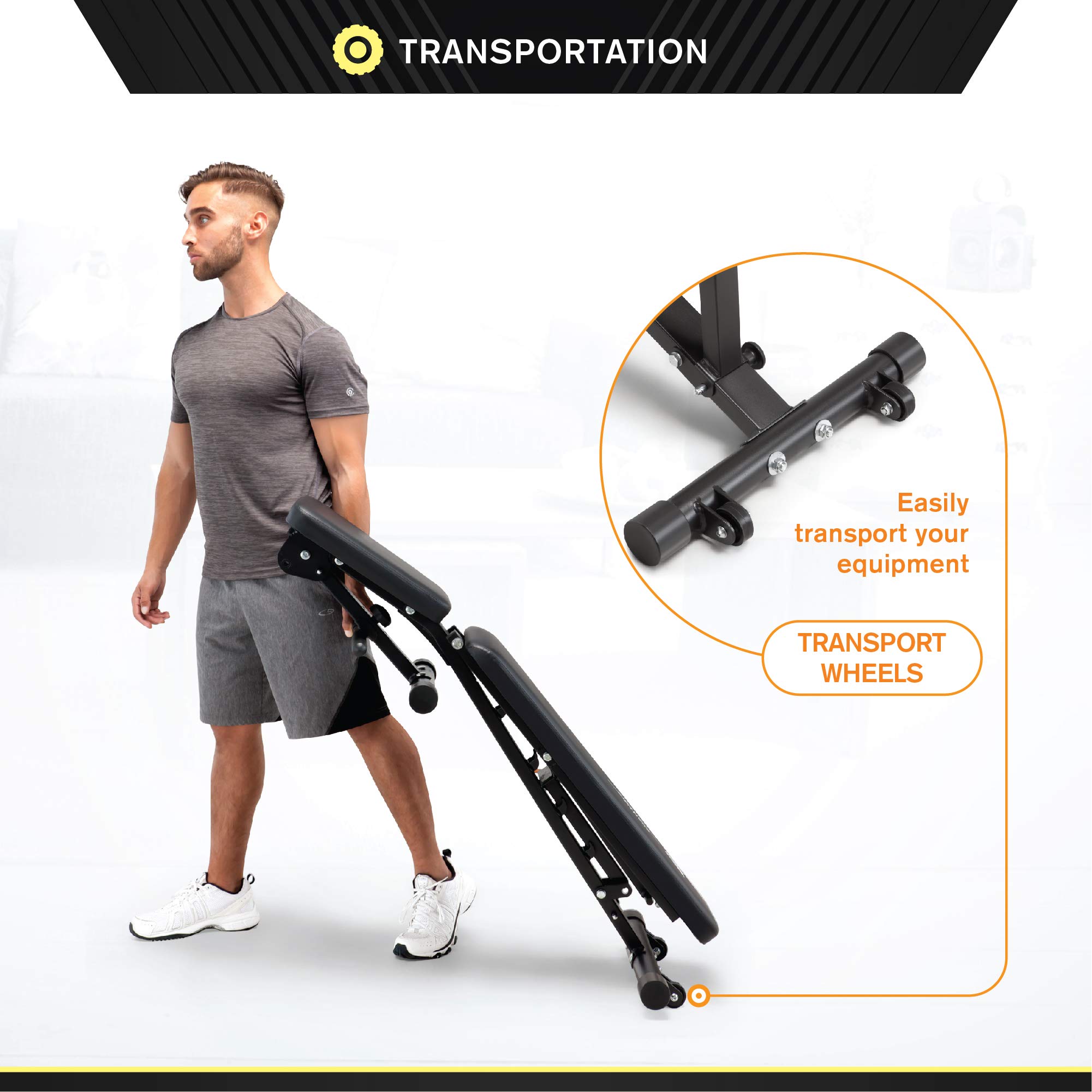Circuit Fitness Adjustable Utility Weight Bench - 6-Position Adjustable Workout Bench for Home Gym, Strength Training & Full-Body Exercises - Perfect for Dumbbell Press, Sit-Ups & Strength Building