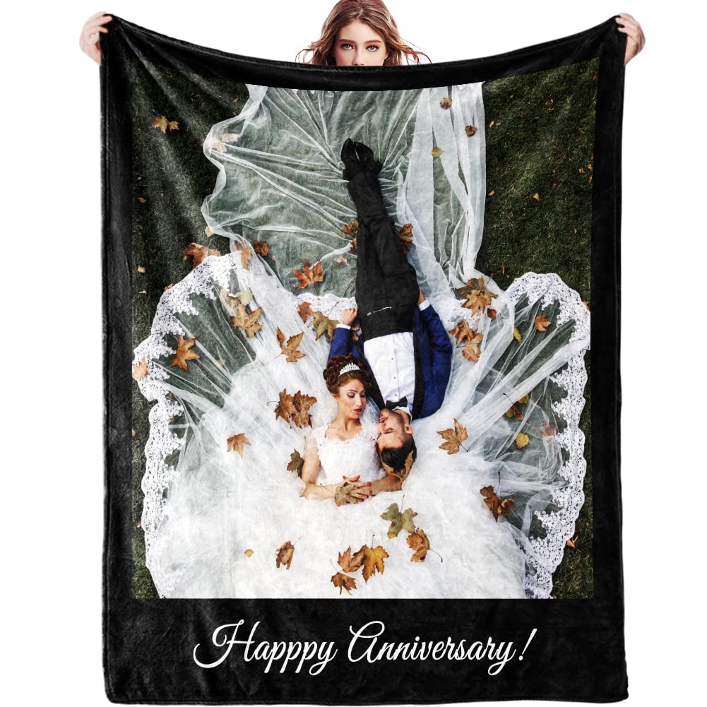 Custom Photo Blanket for Dad - Personalized Throw Blanket with Pictures & Text - 30