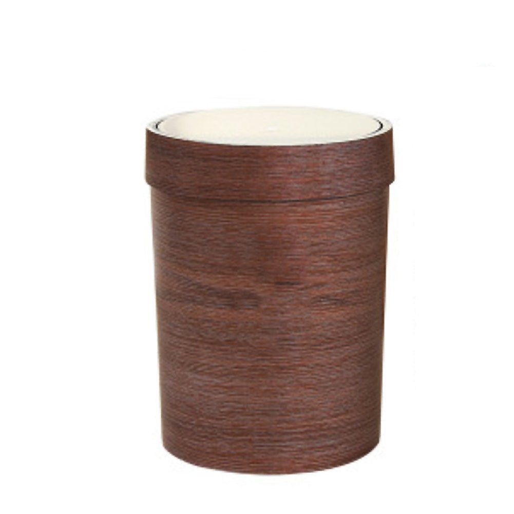 Wooden Round Swing Lid Trash Can - Small Waste Bin with Lid for Bathroom, Kitchen & Home - Perfect for Household Debris & Waste Disposal