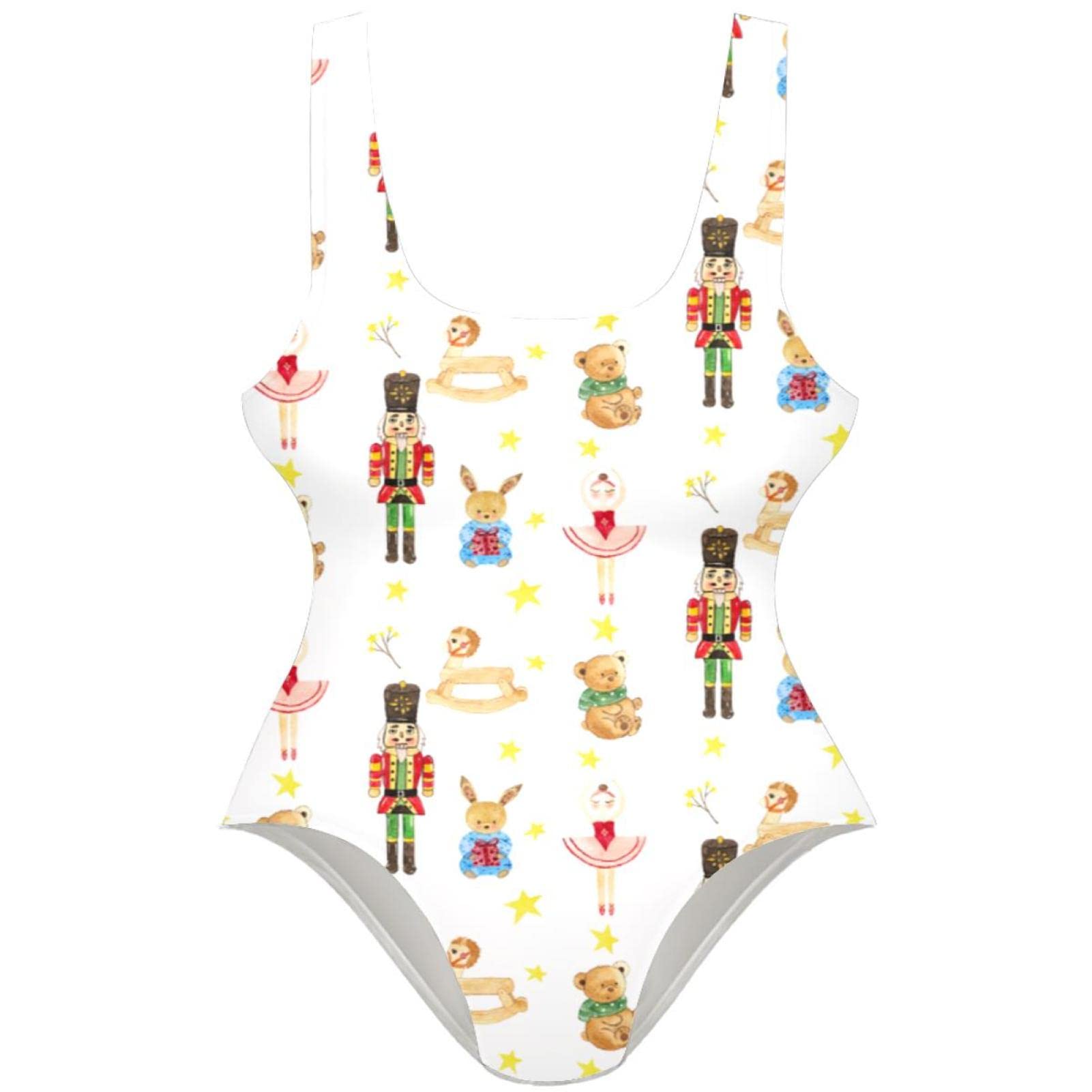 Stylish Women's One Piece Swimsuit - U Back Bikini with Watercolor Christmas Print | Perfect for Beach Vacations, Pool Parties & Summer Getaways