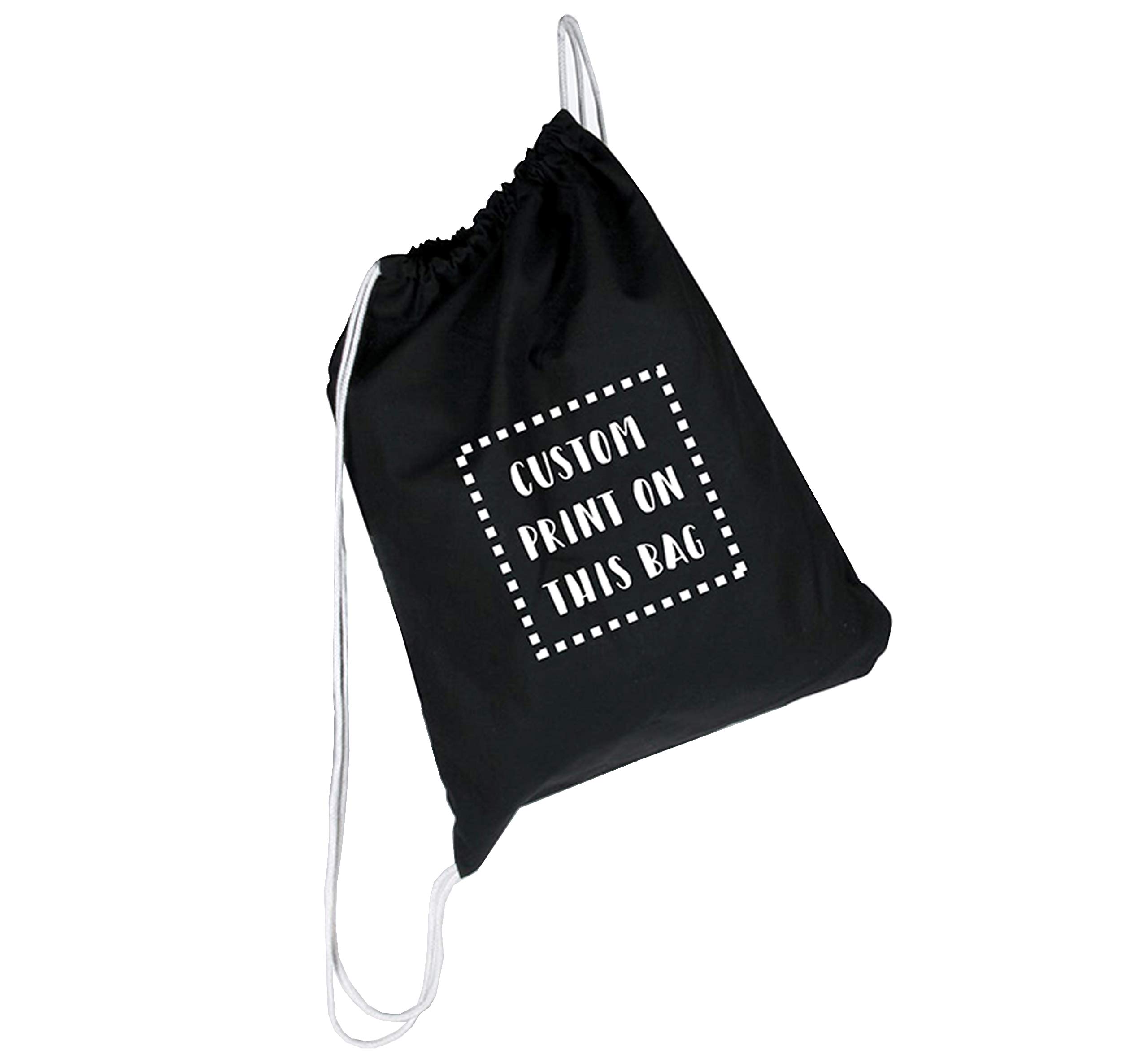 Custom Cotton String Bag - Personalized & Eco-Friendly (Black, Medium) | Perfect for Grocery Shopping, Beach Trips & Gym Use