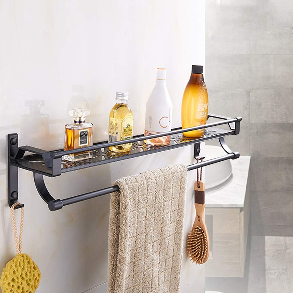 Sturdy Standing Shelf Towel Rack - No Drill Bathroom & Kitchen Organizer with Single Pole Design | Perfect for Small Spaces, Apartments, and Laundry Rooms