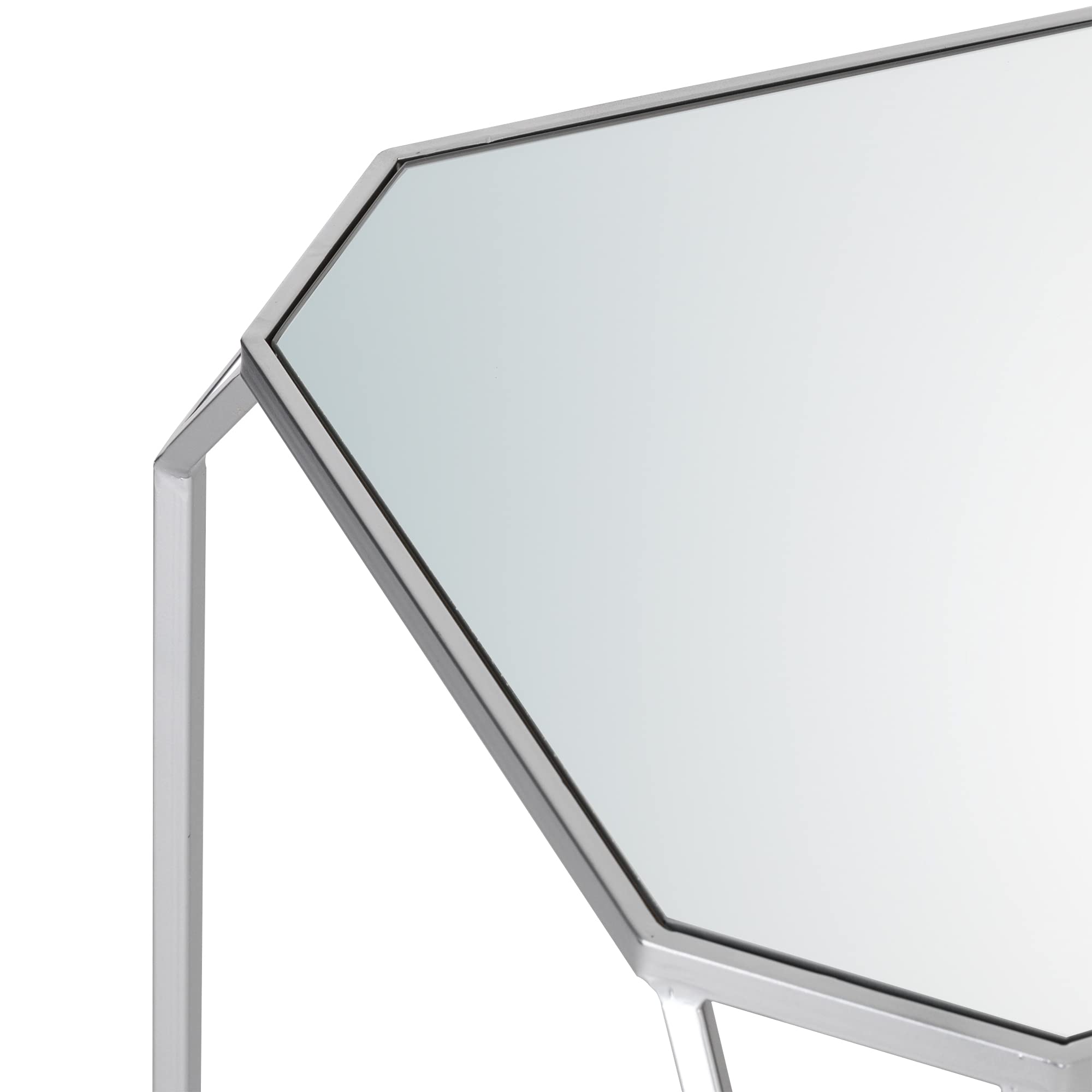 Glitzhome Set of 2 Silver Nesting Coffee Tables - Modern Accent Side End Tables for Living Room, Bedroom, Home Office & Patio - Perfect as Plant Stand or Chairside Table