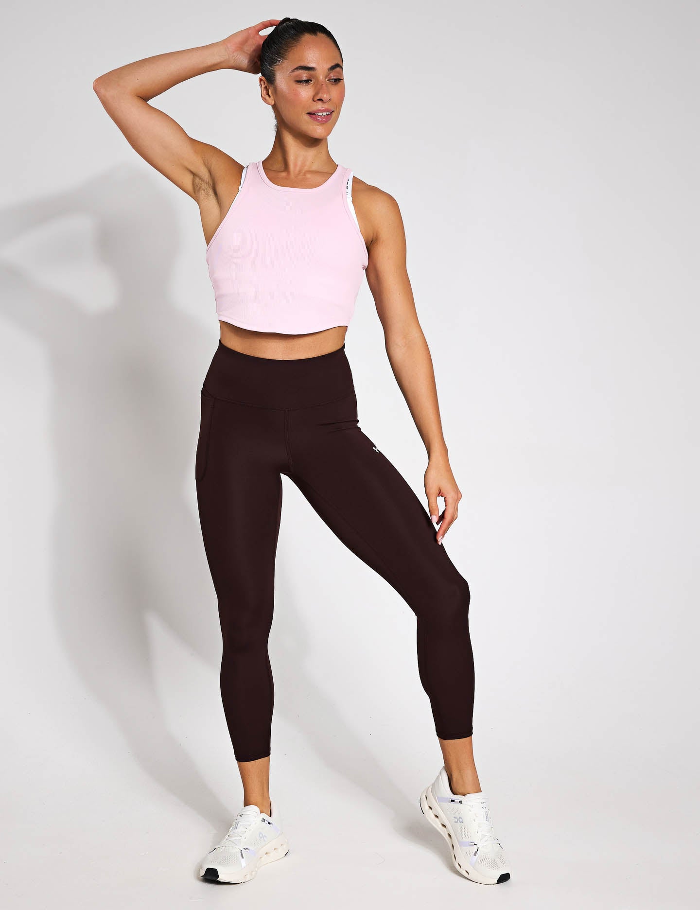 Rival Rib Tank Top for Women - Prime Pink & White - Soft Stretchy Workout Shirt for Yoga, Gym & Casual Wear