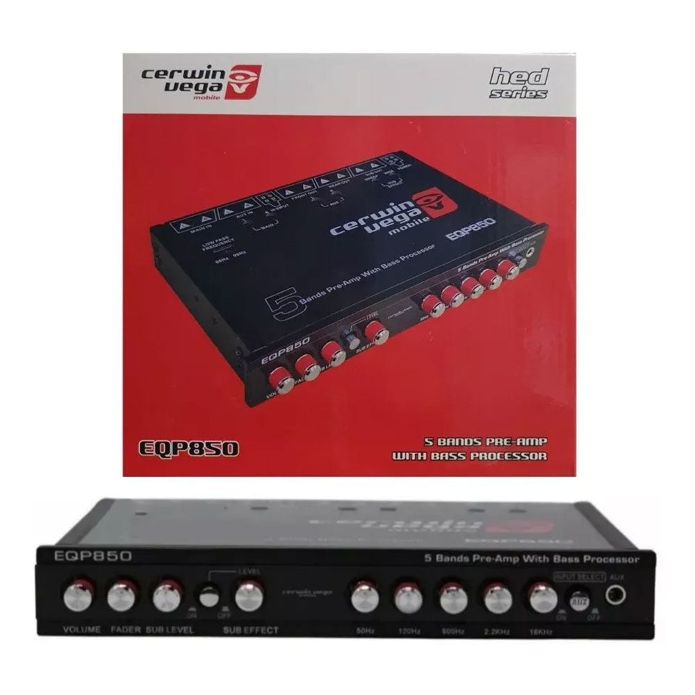 Cerwin Vega EQP850 5-Band Graphic Equalizer with Bass Processor - Perfect for Home Audio, Car Audio & DJ Setups