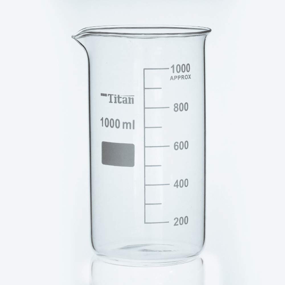 1000ml Borosilicate Glass Lab Beaker Set - 6pcs High Form Scientific Beakers for Chemistry Experiments & Laboratory Use
