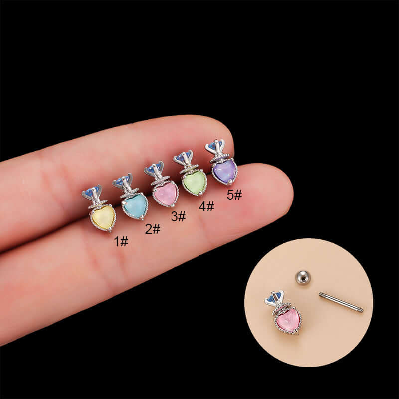 20G Cartilage Tiny Stud Earrings - Heart & Conch Helix Studs for Women | HSPJ800 | Perfect for Daily Wear, Parties & Gifts