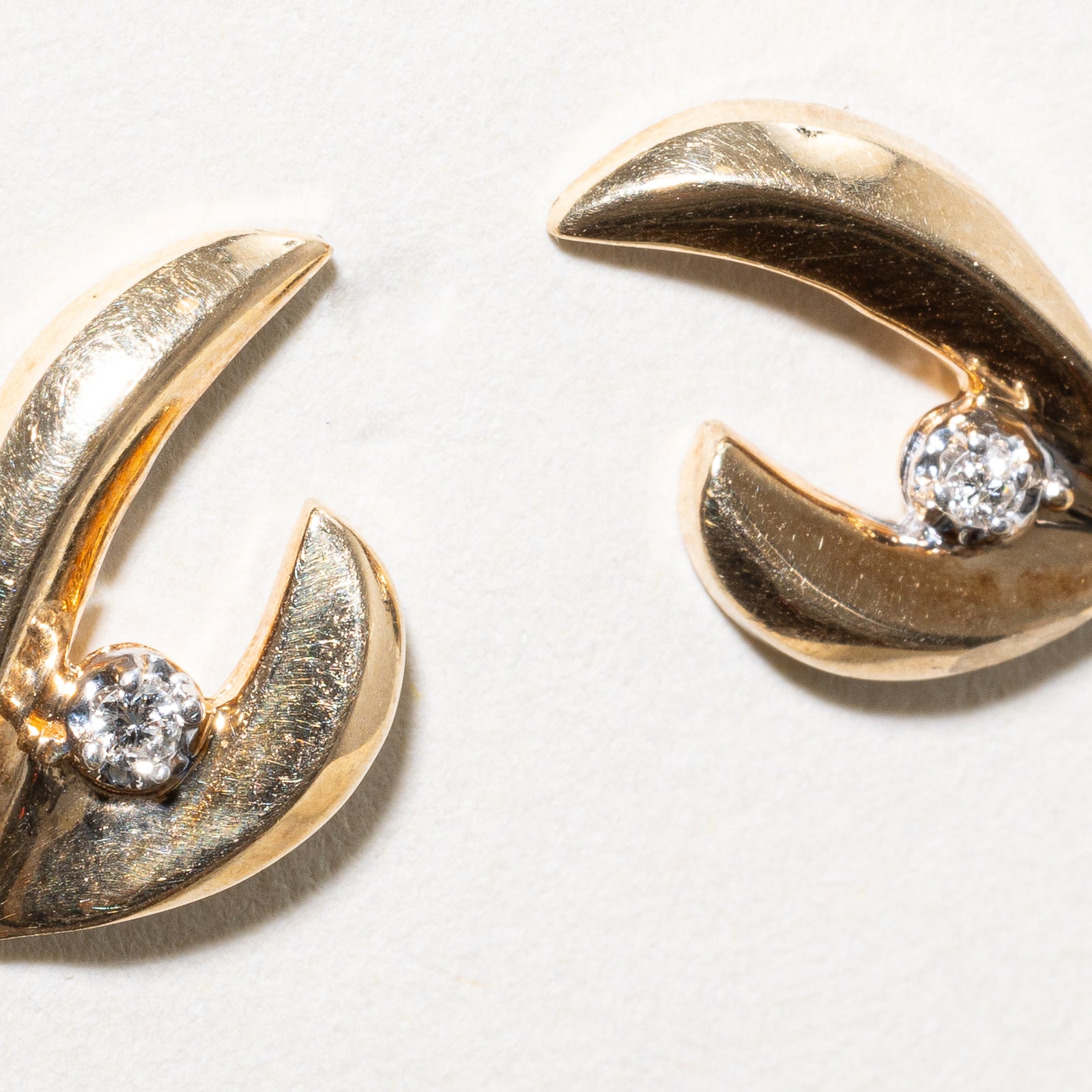 10K Gold Diamond Abstract Stud Earrings for Women | 0.04ctw Genuine Natural Diamonds | Minimalist Dainty Jewelry for Everyday Wear & Special Occasions