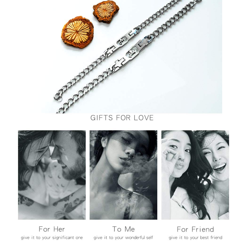 His and Hers Matching Link Bracelets for Couples - Lords Prayer Bangle for Men & Women - Romantic Gift for Christmas, Wedding, Valentine's Day - Perfect for Anniversaries, Engagements and Special Occasions