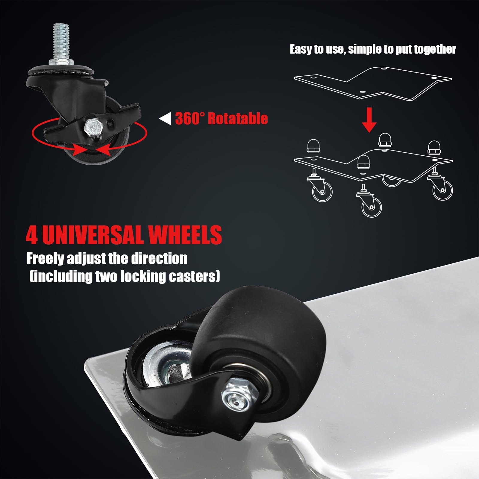 Heavy Duty Car Dolly 4-Pack - 6000 lbs Capacity Wheel Dolly with Brakes for Moving & Car Repair | Vehicle Dollies for Tires | Garage & Auto Shop Use