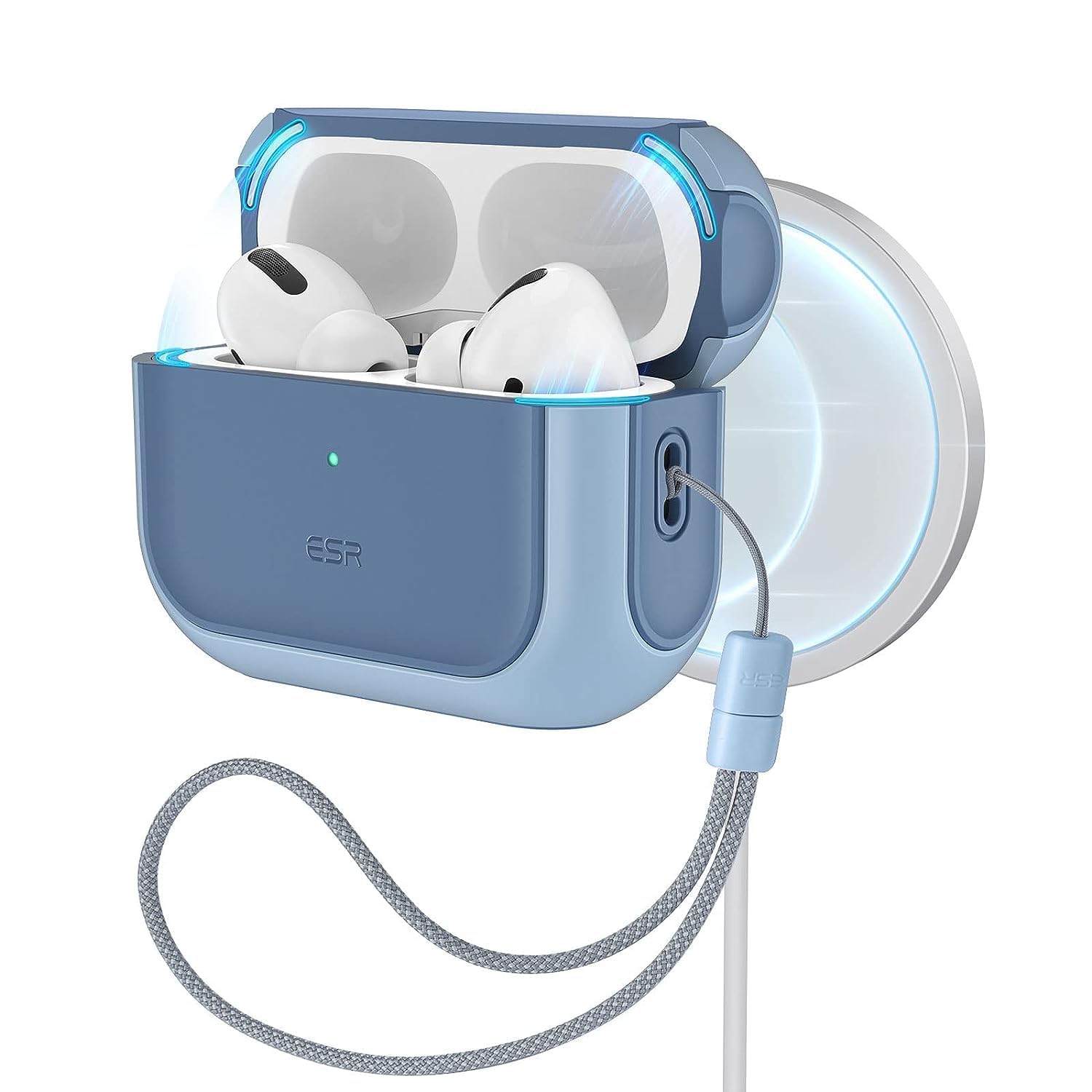 ESR HaloLock AirPods Pro 2 Case - Compatible with AirPods Pro 2nd & 1st Gen (2023/2022/2019), MagSafe Case Cover with Lanyard & Full Drop Protection - Navy Blue - Perfect for Gym, Travel & Everyday Use