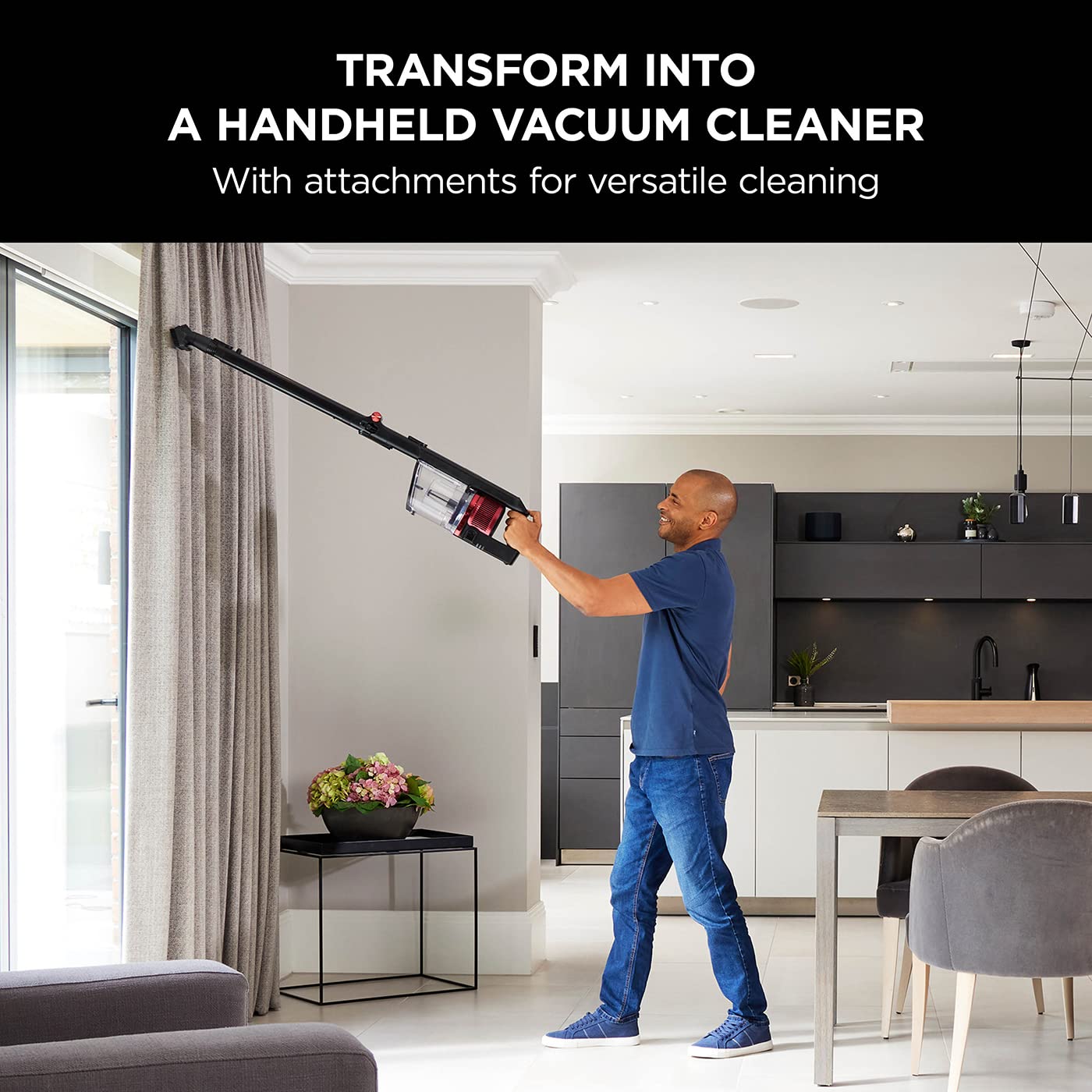 Shark Cordless Stick Vacuum Cleaner - Anti Hair Wrap, 60 Min Runtime, DuoClean Technology with Motorized Pet Tool - Multi-Surface & 20cm Crevice Tools - Black & Red (IZ300UKT) - Perfect for Pet Hair, Hard Floors & Carpets