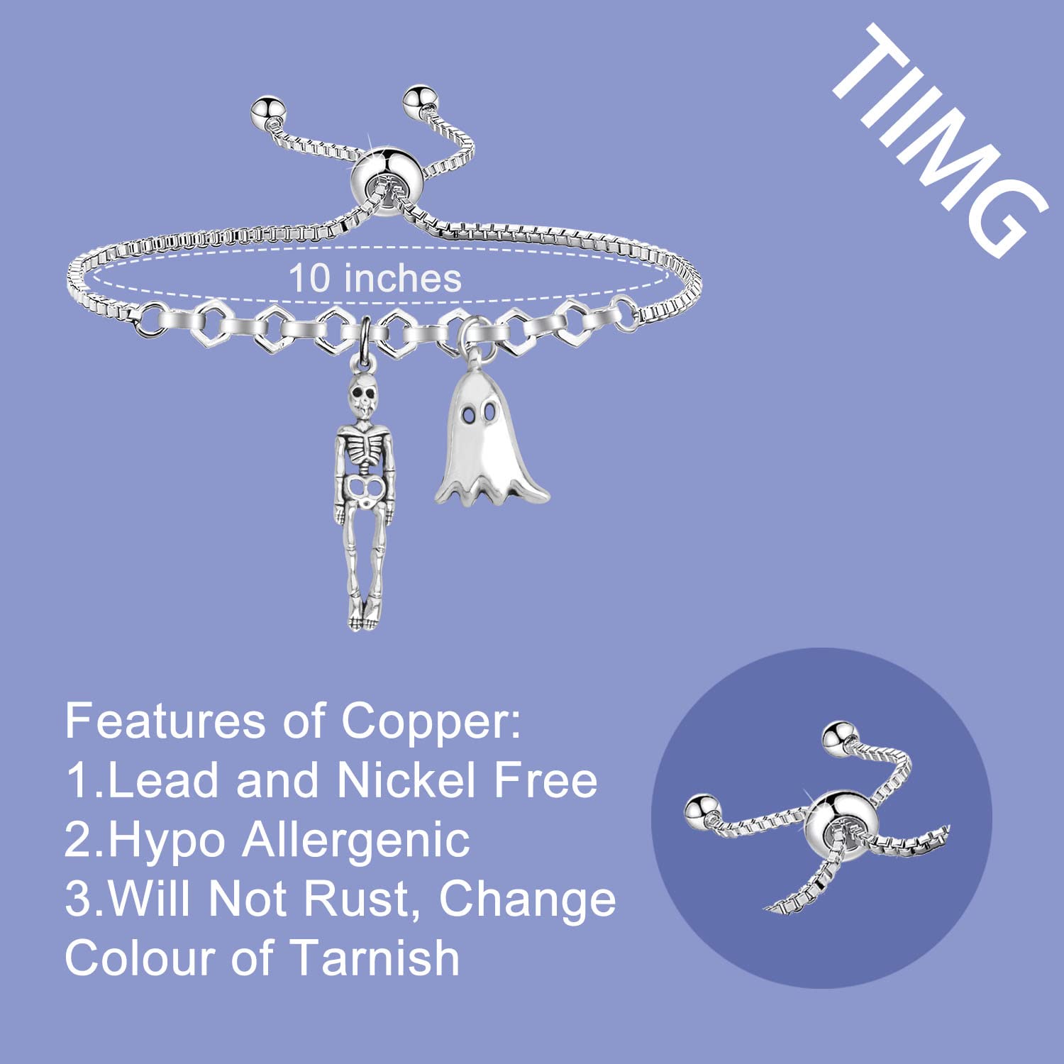 FUNYSO Scary Movie Themed Skeleton & Ghost Charm Bracelet - Halloween Jewelry Gift for Women & Teens - Perfect for Horror Fans, Cosplay & Halloween Parties